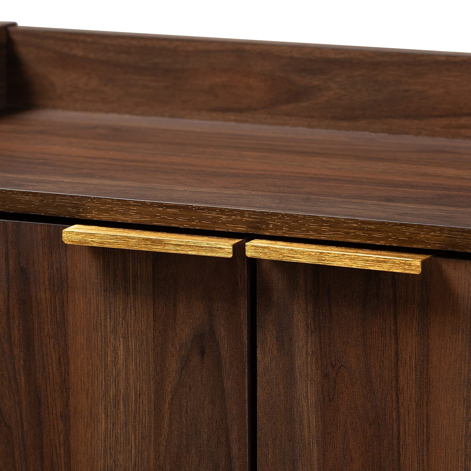 Baxton Studio Lena Mid-Century Modern 5-Shelf Shoe Cabinet - Solid Wood Entryway Storage with Walnut Brown Finish | Perfect for Small Spaces, Hallway Organization & Shoe Storage Solutions