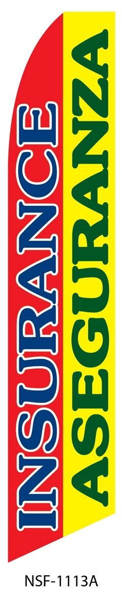 5 Pack 11.5' Swooper Feather Flags - Premium #8 Insurance Aseguranza Banners for Business Advertising, Grand Openings & Outdoor Events