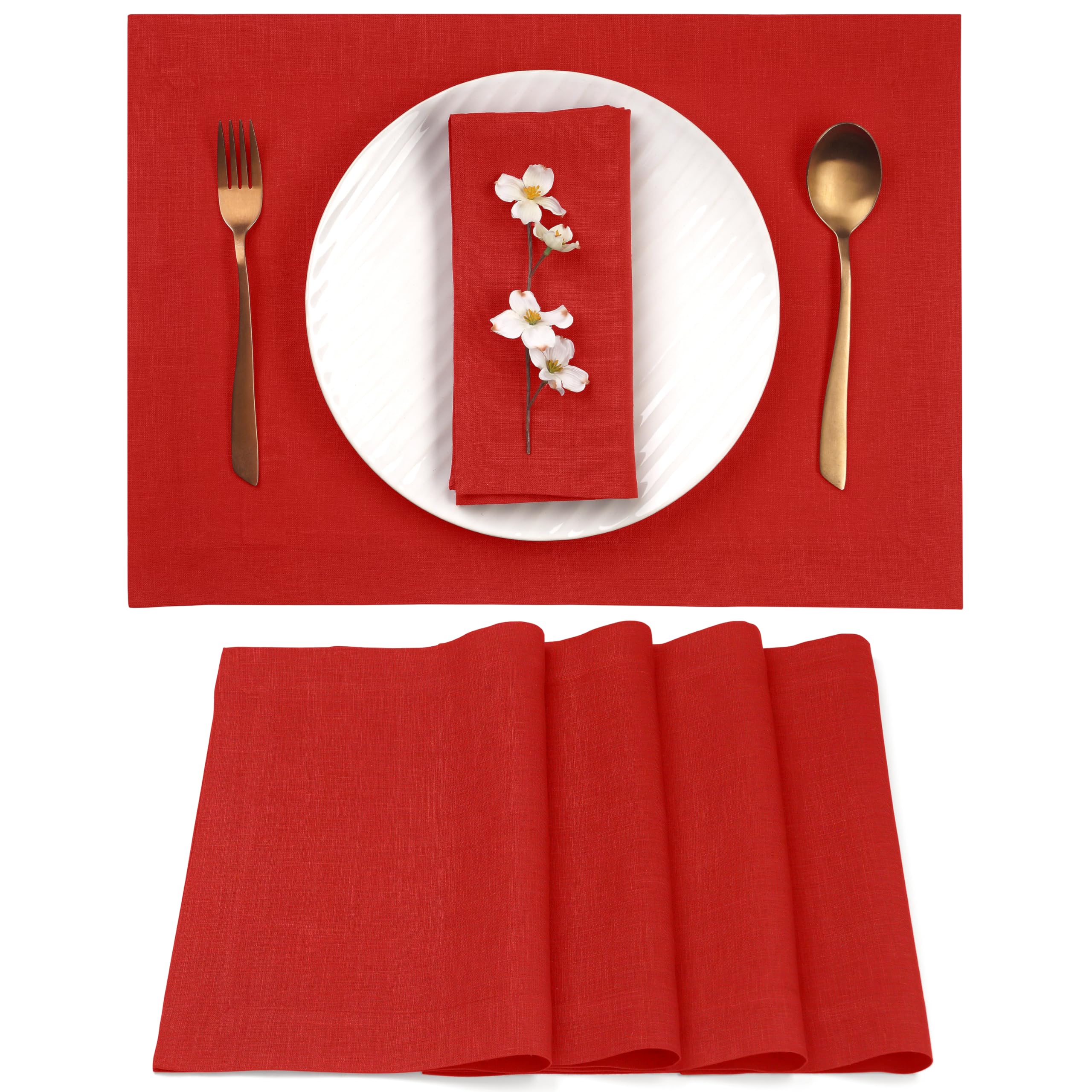 D'Moksha Homes 100% Pure Linen Placemats Set of 4 - 14