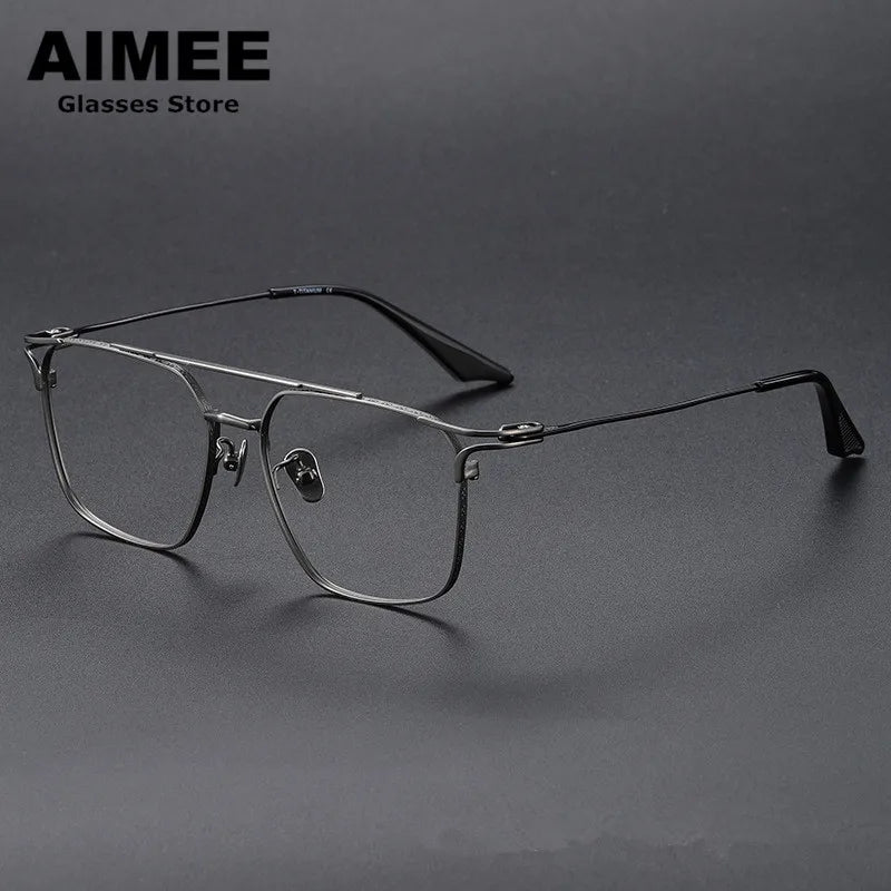 Aimee Unisex Full Rim Square Double Bridge Titanium Eyeglasses 81000 - Lightweight Durable Frame for Reading, Work & Everyday Use