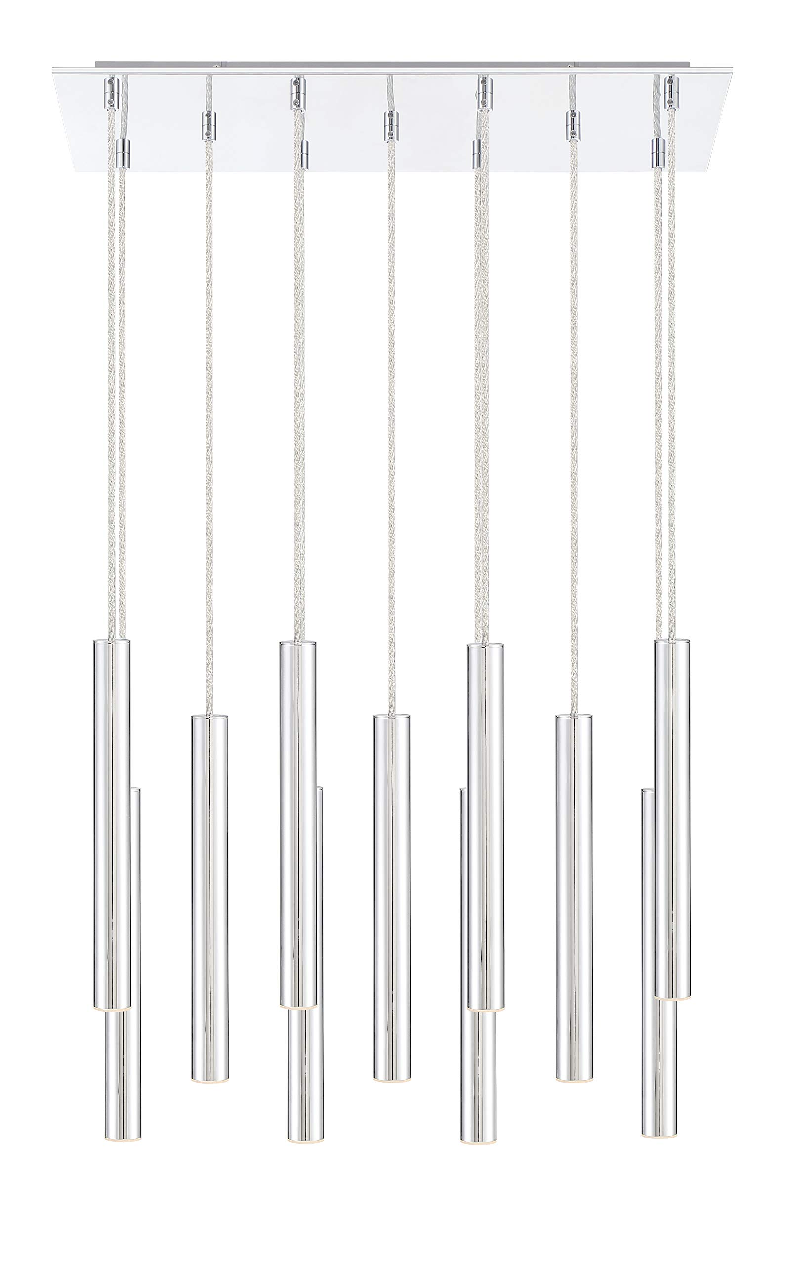 11-Light Chrome Island Pendant Lighting Fixture for Kitchen, Dining Room, and Billiard Room - Modern Farmhouse Chandelier with Adjustable Height