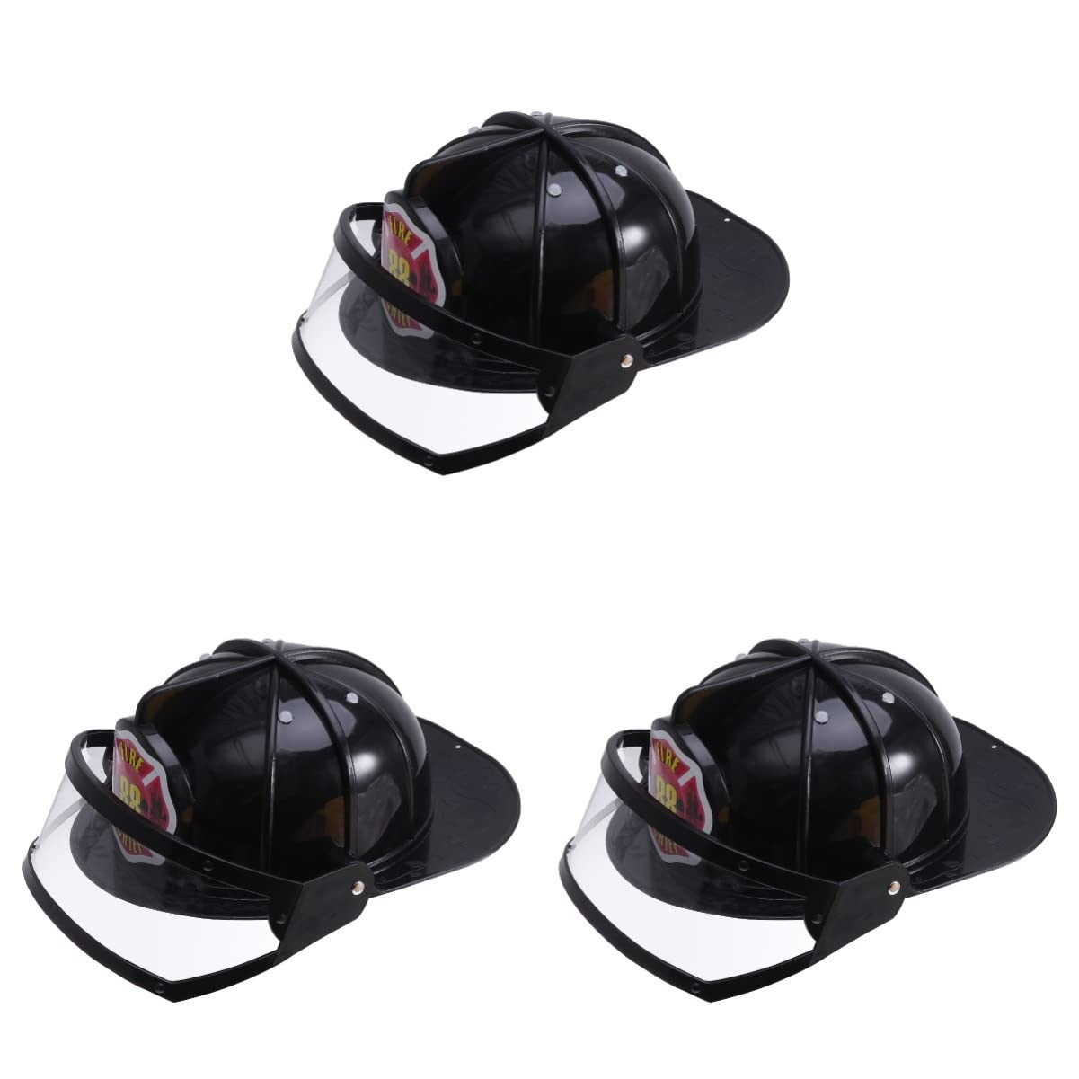 Bestoyard 3-Pack Kids Fireman Safety Helmet Toy Set - Firefighter Hat for Children, Educational Role Play Costume for Boys & Girls - Perfect for Pretend Play, Dress-Up, and Fire Safety Learning Activities