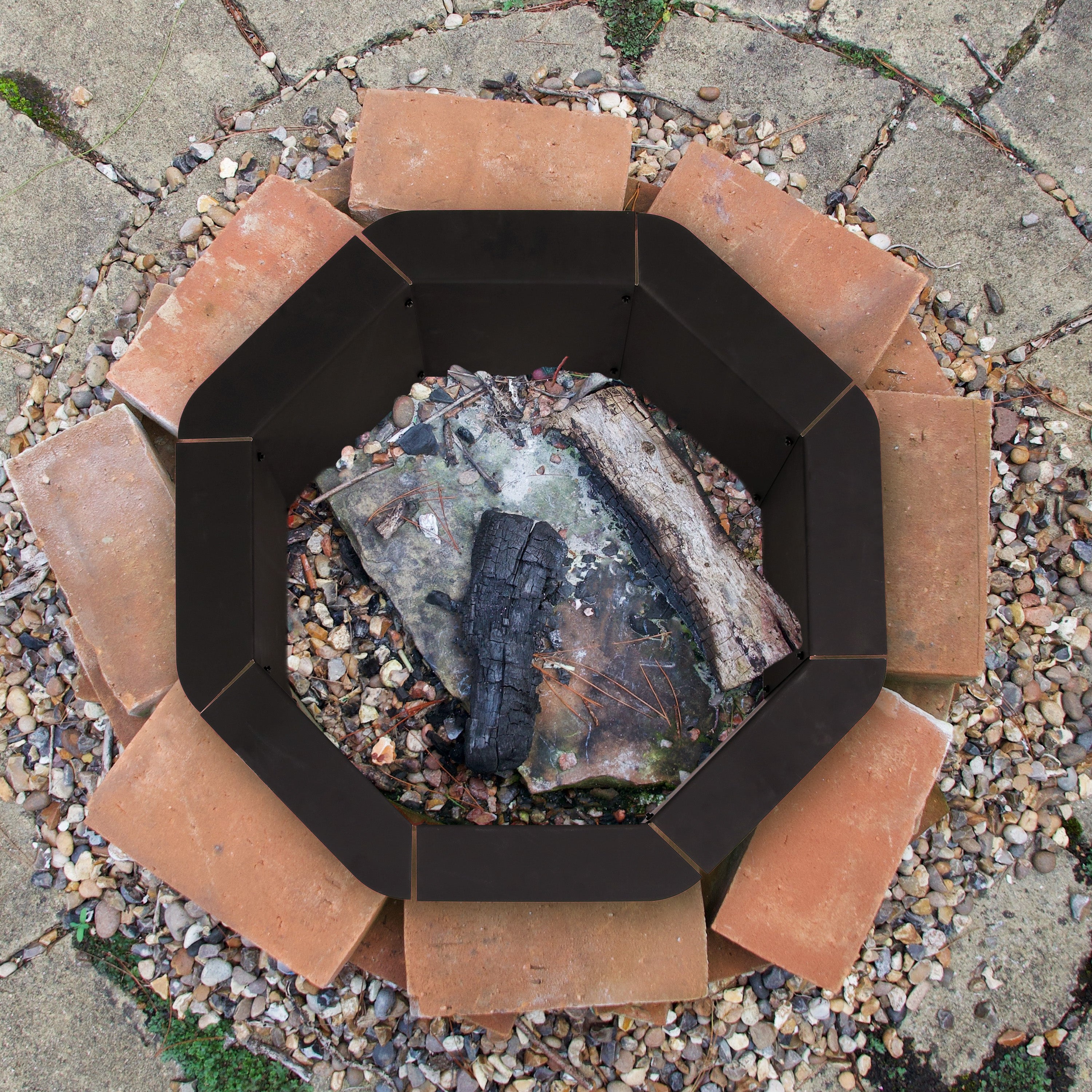 Heavy Duty Steel Octagon Fire Pit Ring - 30-Inch Inside Diameter for Outdoor Camping, Backyard Bonfires & Patio Gatherings
