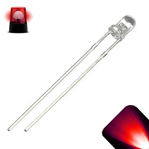 3mm Round Top Red Slow Flashing 1Hz LED - Super Bright (Pack of 50) - Perfect for DIY Electronics, Model Kits, Emergency Lights, and Automotive Indicators