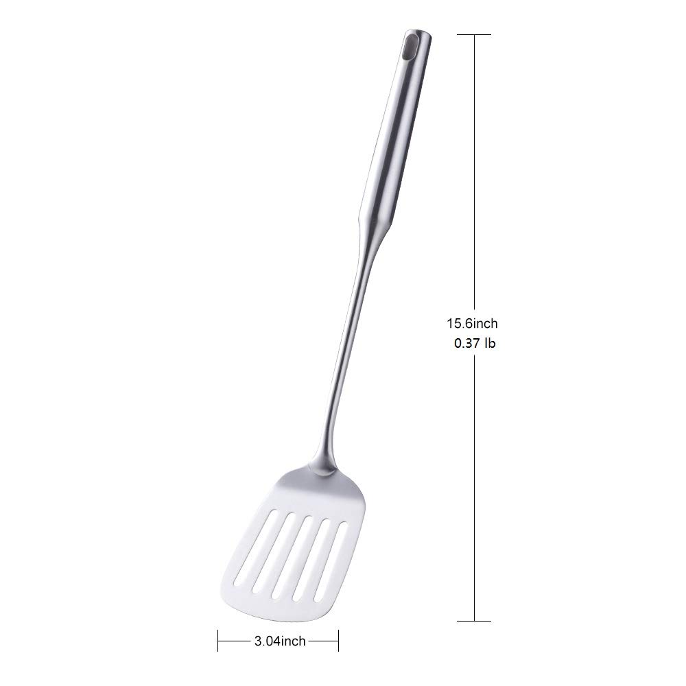 Premium Stainless Steel Slotted Turner & Wok Spatula - 3