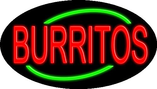 Vintage Burritos Neon Sign #14165 - Handcrafted Glass, USA Made - Perfect for Bars, Restaurants & Retro Home Decor