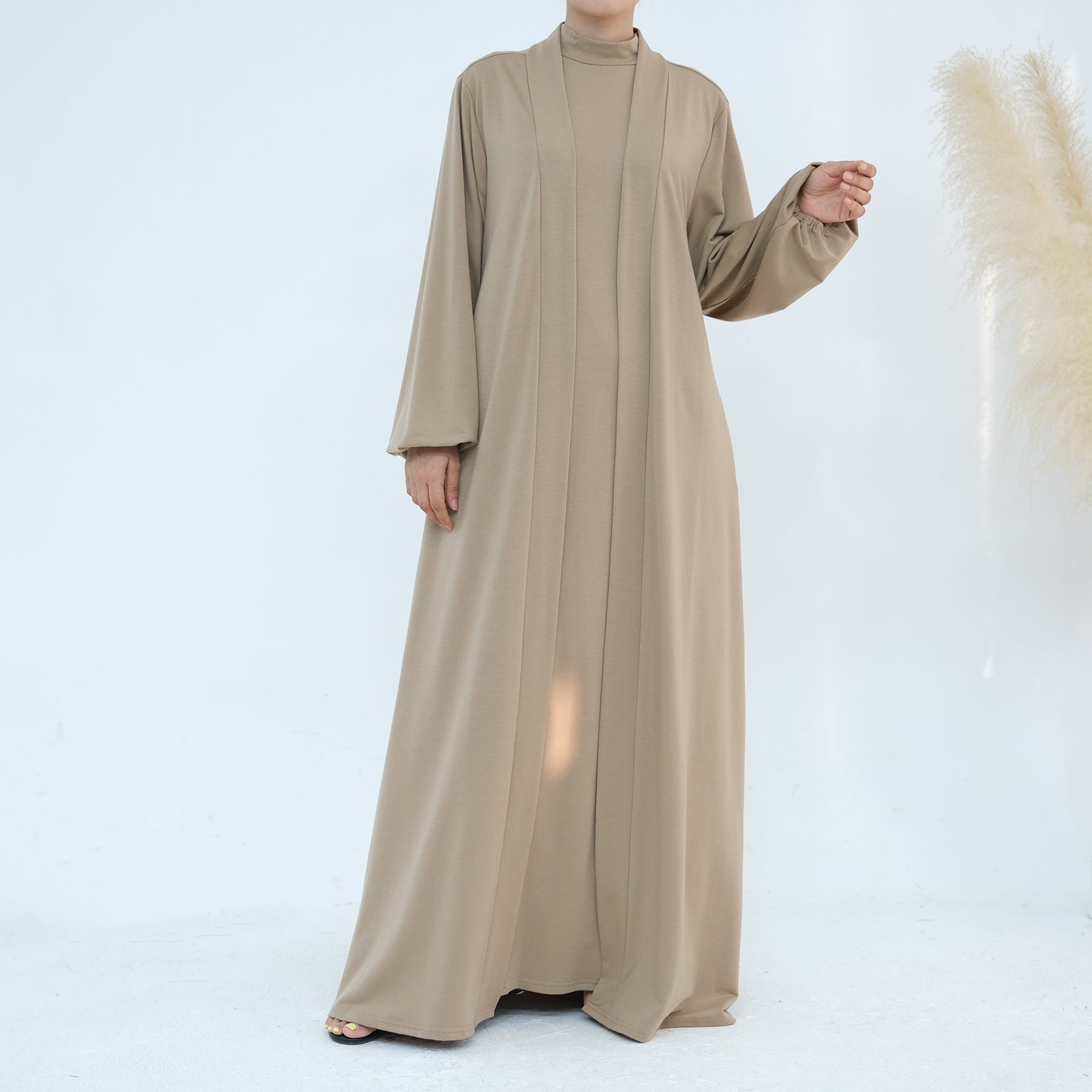 Jojo 3-Piece Modal Abaya Set in Beige - Premium Comfort Prayer Dress for Women - Perfect for Ramadan, Eid & Islamic Occasions