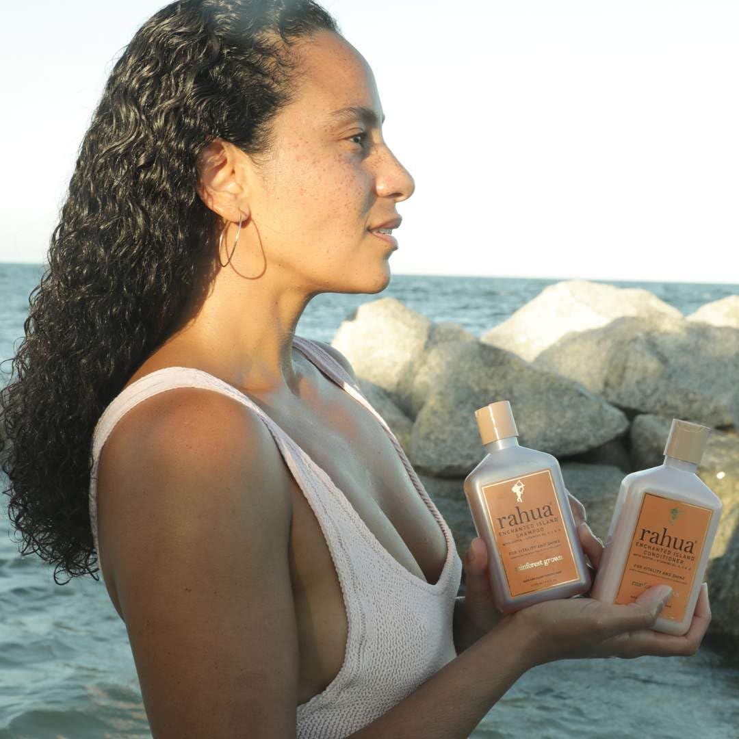 **Rahua Enchanted Island Shampoo & Conditioner Set (9.3 Fl Oz) + Vegan Curl Butter (6 Fl Oz) – Organic Hair Care for Revitalizing, Strengthening & Shine – Perfect for Curly, Dry & Damaged Hair – Salon-Quality Results at Home**    *(Use for: Deep hydration, frizz control, and natural curl definition for healthy, glossy hair.)*