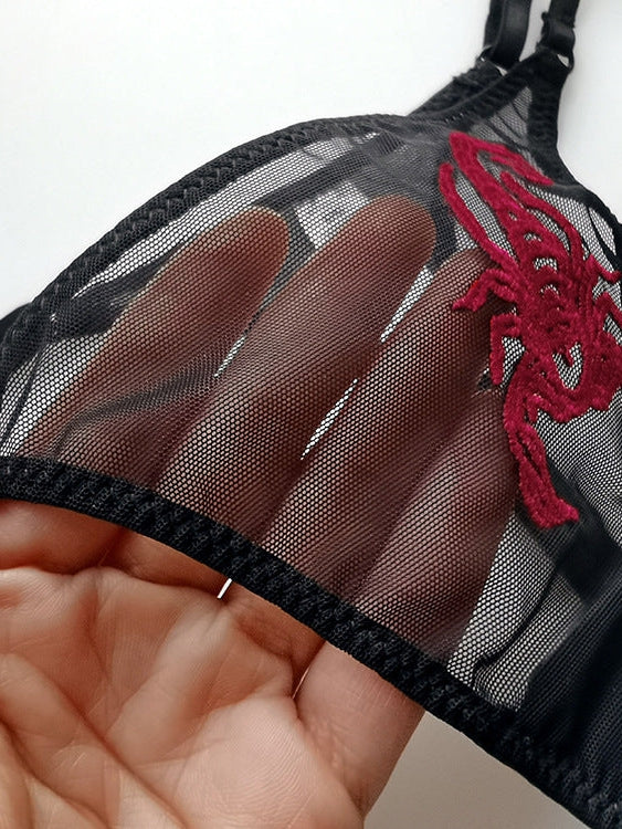 ZASUWA Women's Sexy Scorpion Print Mesh Underwear - Comfortable & Breathable Lingerie for Date Night & Special Occasions