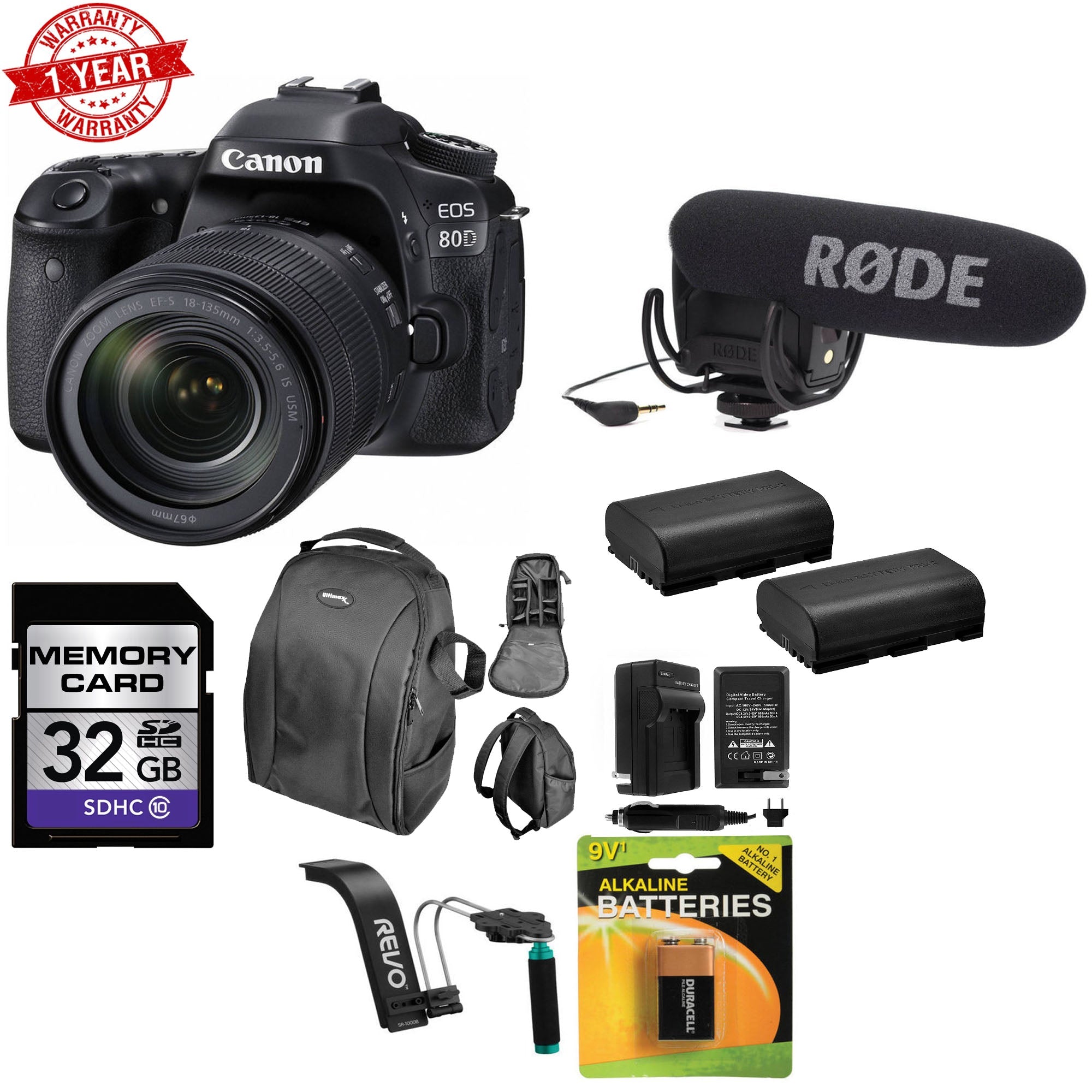 Canon EOS 80D DSLR Camera with 18-135mm Lens Kit - Professional Photography & Videography for Travel, Vlogging, and Portrait Shooting
