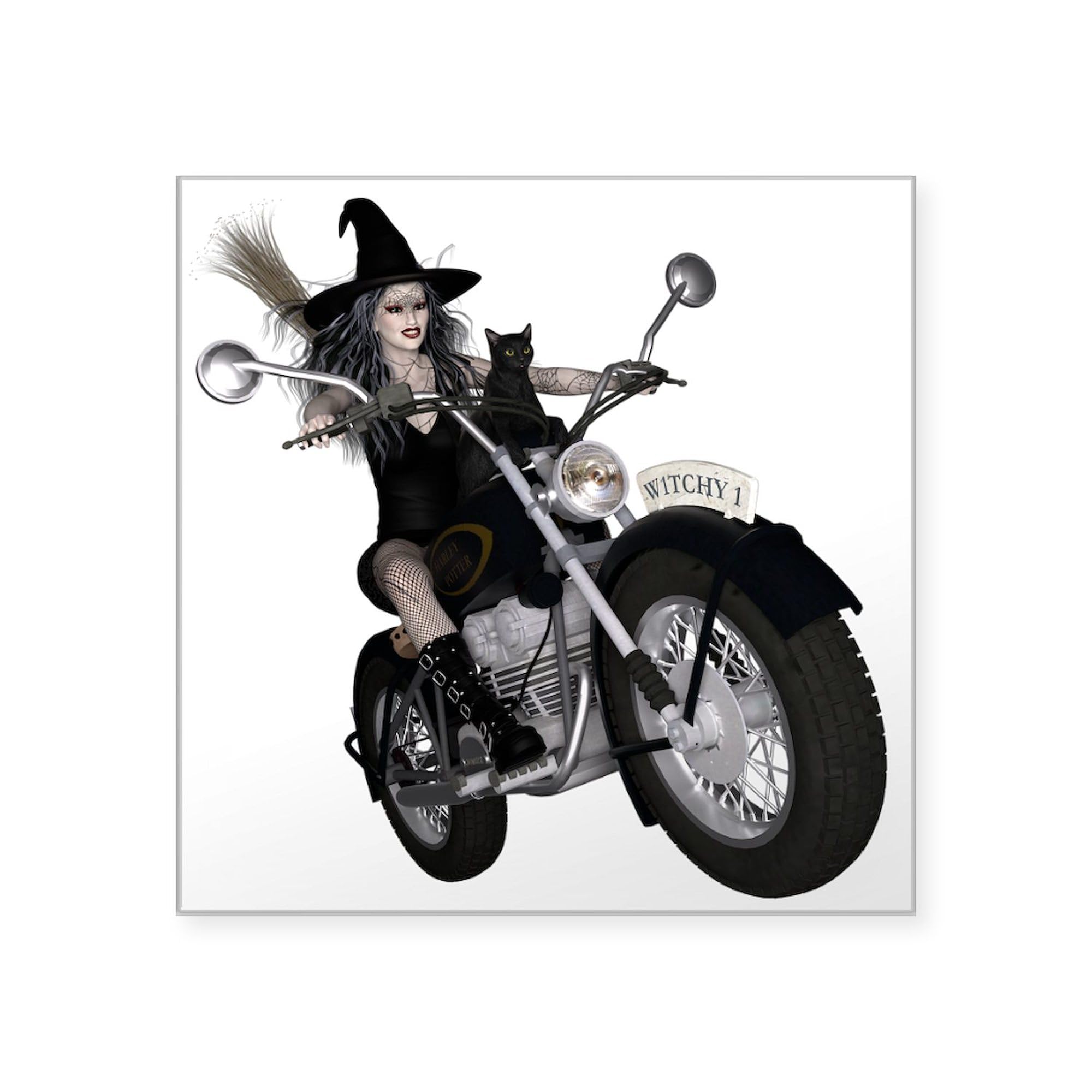 Witchy One Speedy Sticker - Square Bumper Decal for Cars, Laptops & Windows | Fun Gothic Car Accessories for Halloween & Everyday Witchy Vibes