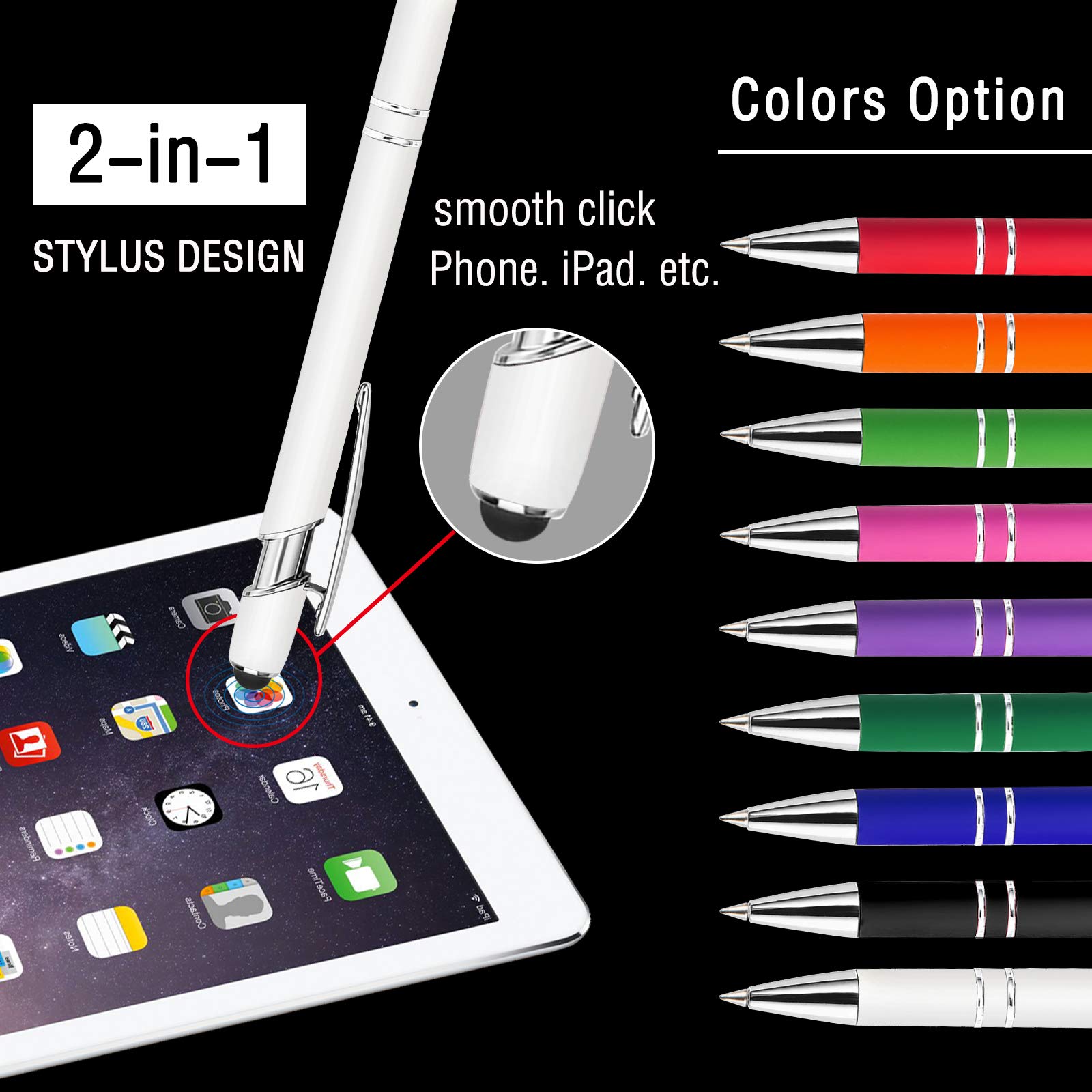 Custom Personalized Ballpoint Pens - 100 Pcs Bulk with Name & Logo Printing - Smooth Black Ink Touch Tip Design - Perfect for Office, School & Corporate Gifts