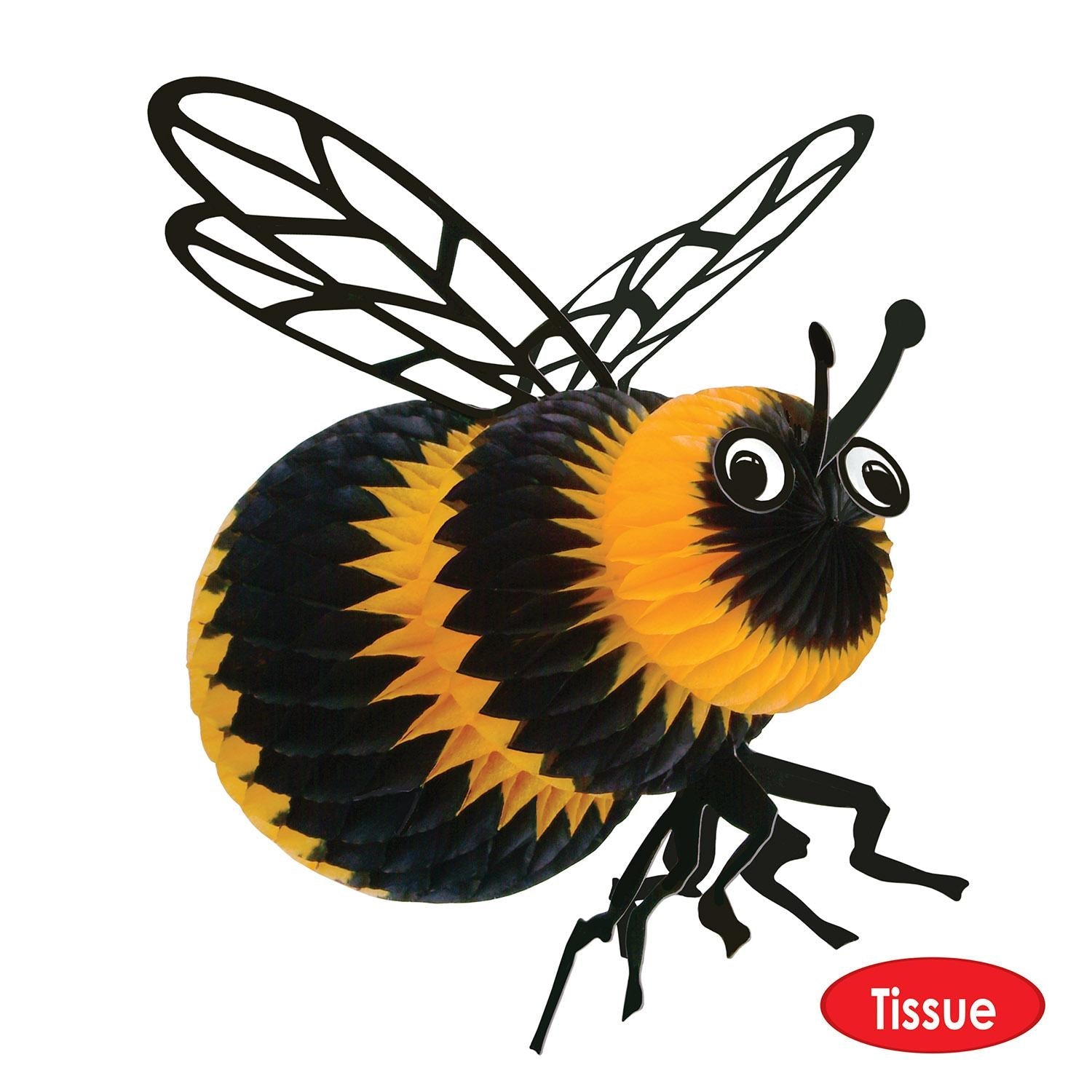 12-Piece Beistle Tissue Bee Decorations - DIY Party Supplies for Baby Showers, Birthday Parties & Spring Celebrations