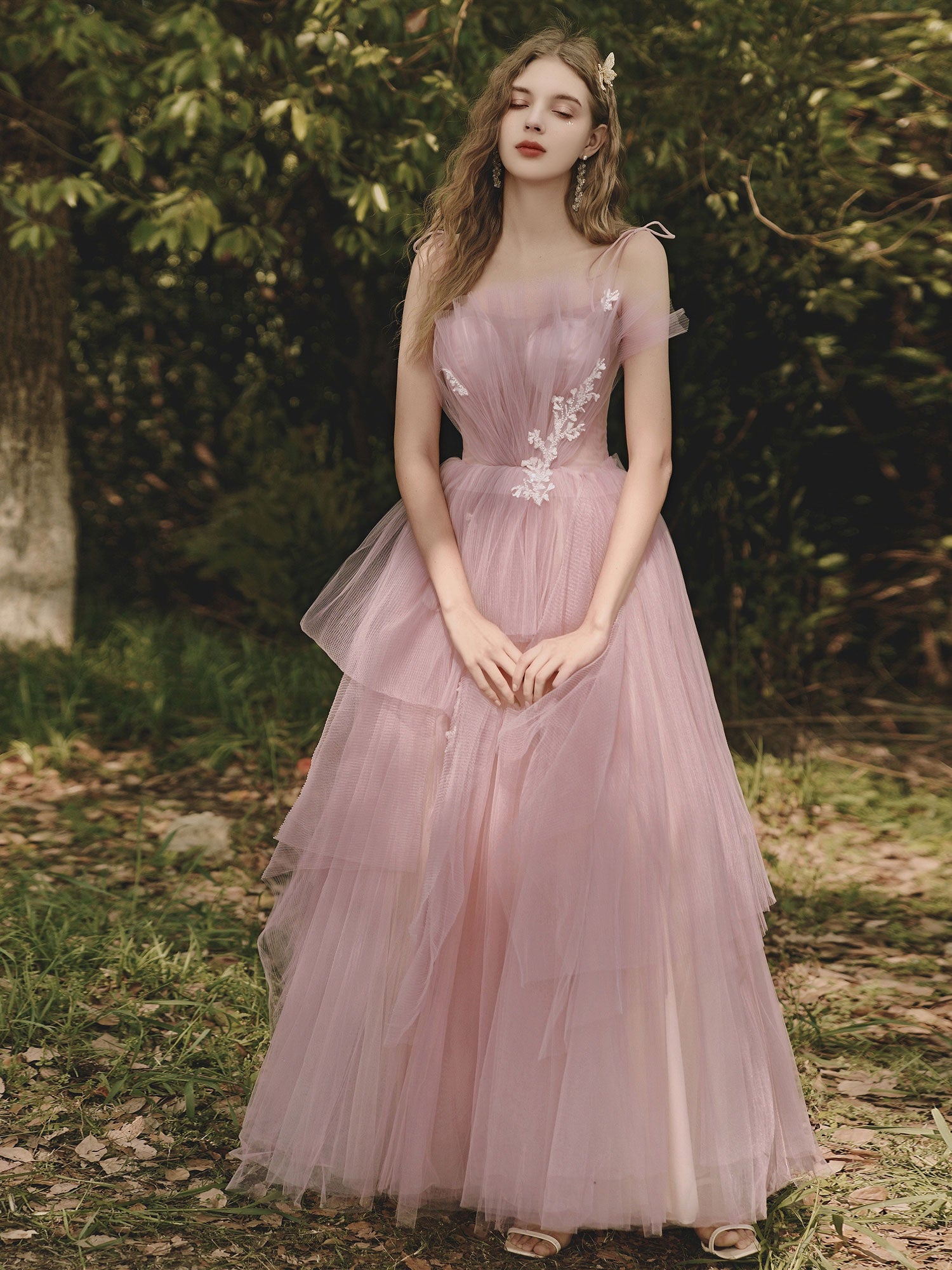 Elegant Pink Sweetheart Tulle Long Prom Dress for Women - Formal Evening Gown for Homecoming, Ball, Wedding & Special Occasions