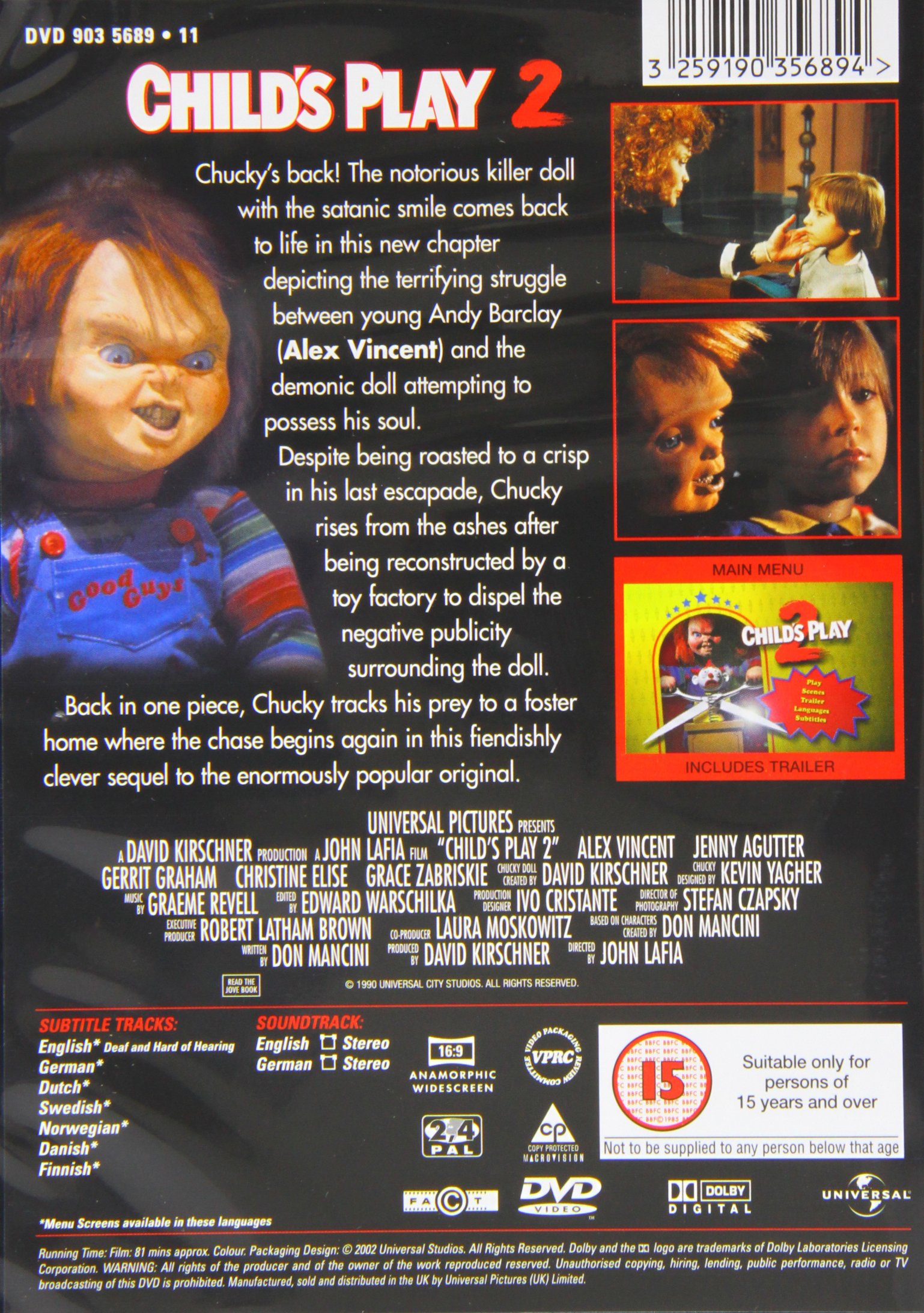 Child's Play 2: Chucky's Back - Classic Horror Movie DVD for Collectors & Fans | Perfect for Halloween Movie Nights & Scary Film Marathons