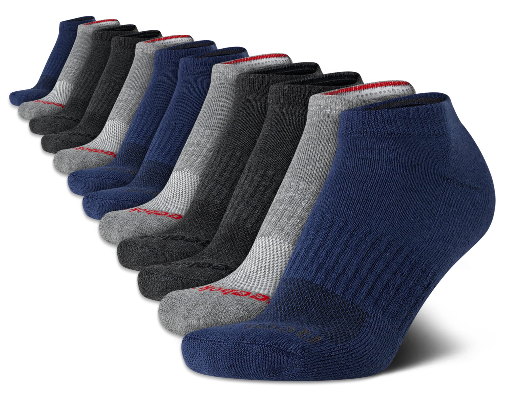 Reebok Boys' Athletic Low Cut Ankle Socks - 12 Pack Breathable Sports Socks for Running, Basketball & School - Comfortable Kids' Socks for Everyday Wear