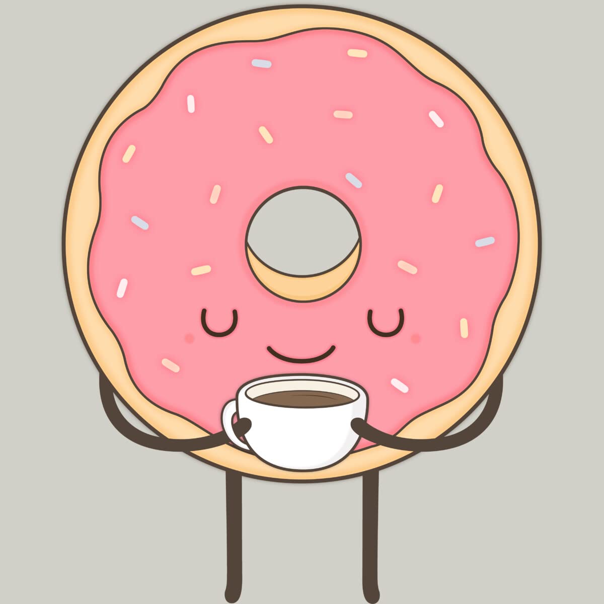 Design By Humans Men's Donut Loves Coffee Graphic T-Shirt by Kimvervuurt - Soft Cotton Tee for Casual Wear & Coffee Lovers