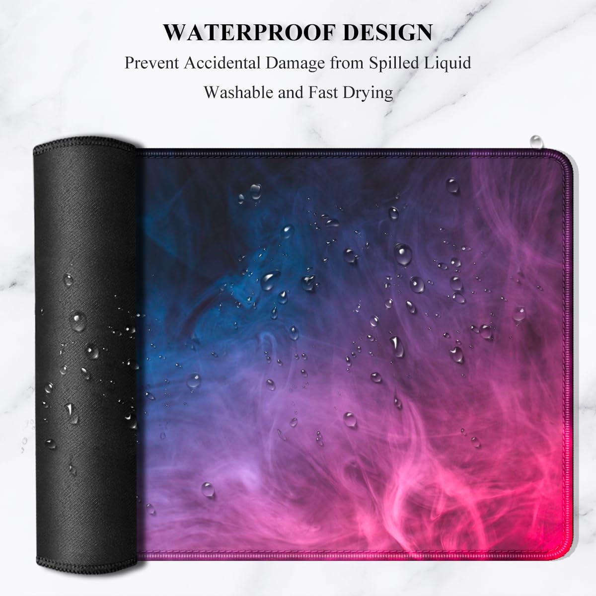 Auhoahsil XXL Gaming Mouse Pad - 31.5 x 11.8 Inch Large Desk Mat with Stitched Edges & Non-Slip Rubber Base | Colorful Smoke Design for PC, Laptop, Office & Gaming Setup | Perfect for Work, Gaming & Home Office