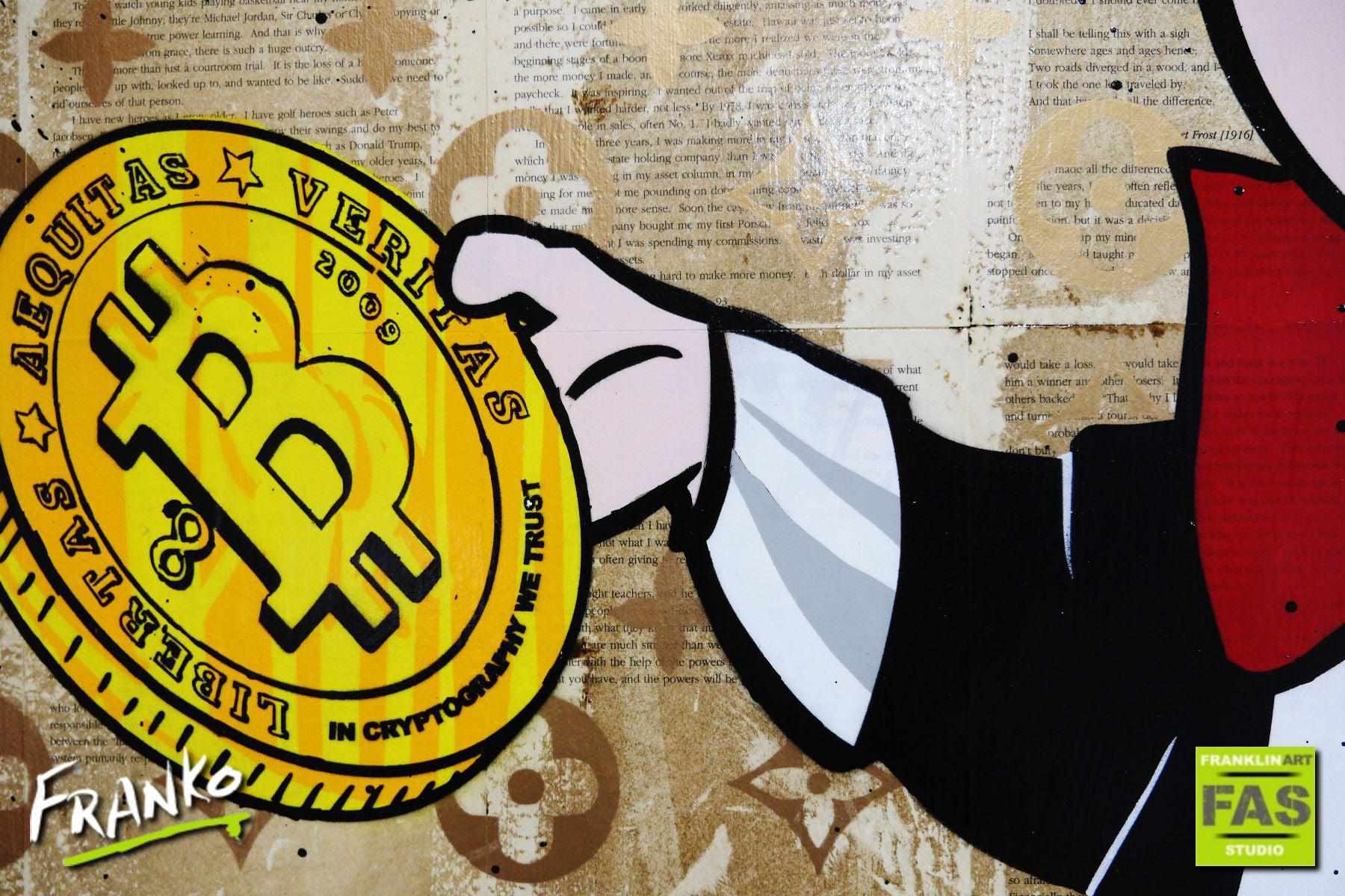 Rich Like Richie 140cm x 100cm Bitcoin Art Print - Luxury Wall Decor for Home, Office & Crypto Enthusiasts - Perfect Gift for Bitcoin Investors & Digital Currency Fans