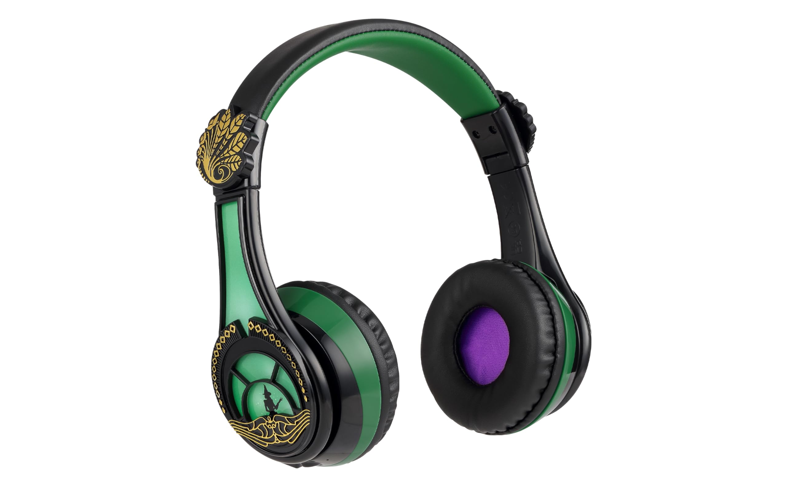 eKids Wicked Elphaba Bluetooth Wireless Headphones with Built-in Mic & AUX Cable - Volume Limited Foldable Kids Headphones for School, Home, Travel | Perfect for Online Classes, Gaming & Music Listening