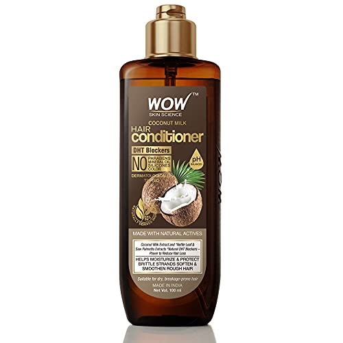 WOW Skin Science Coconut Milk Conditioner - Paraben-Free, No Mineral Silicones & Dyes - With DHT Blockers for Hair Growth, 100ml | Hydrating & Repairing for Dry, Damaged Hair - Perfect for Daily Use & Scalp Care