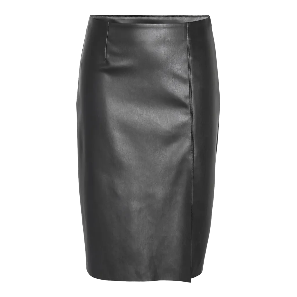 Vero Moda Clara Midi Faux Leather Skirt for Women - Stretchy Vegan Leather Pencil Skirt - Office Wear, Party Outfit & Casual Fashion