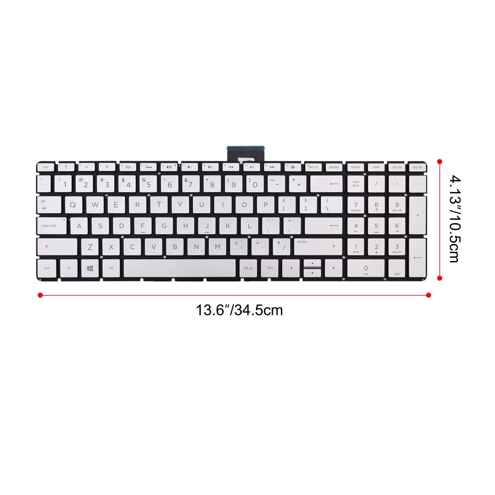 HP 15-BS 15-BP 15-BR 15-BW 15G-BR 15Q-BD 15Z-BW 17G-BR 15-RA 15-RB 17-BS Replacement Backlit Keyboard - Silver | Compatible with HP Laptops | Perfect for Typing, Gaming & Office Work