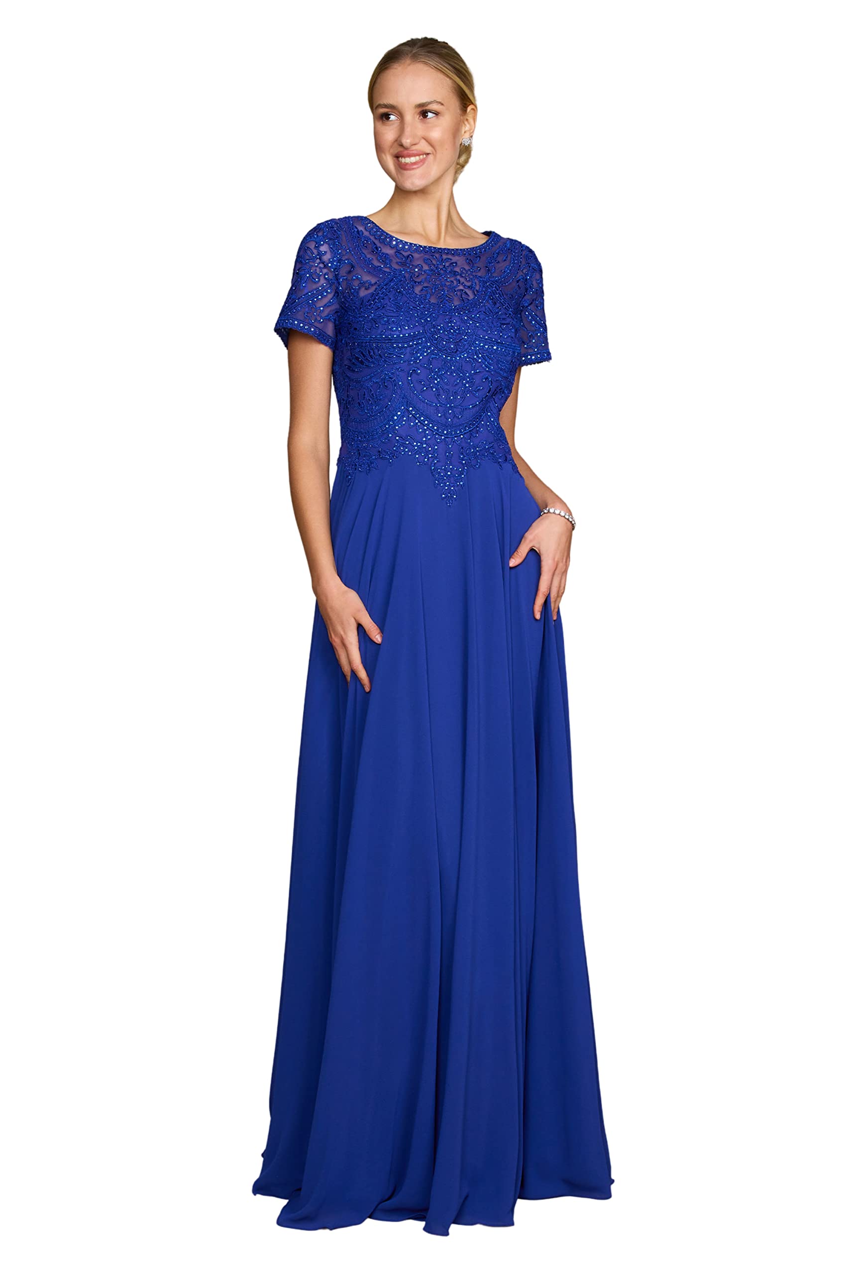 Elegant Short Sleeve Mother of The Bride Dress by Dylan & Davids - Perfect for Weddings, Receptions & Special Occasions