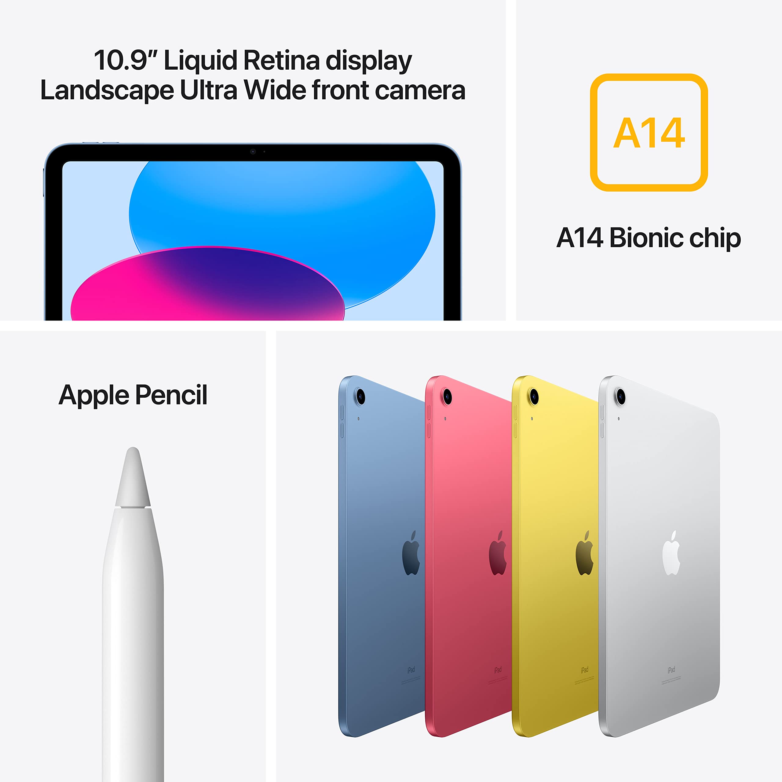 2022 Apple iPad 10.9-inch Wi-Fi 64GB - Pink (Renewed) | Premium Refurbished Tablet for Work, School & Entertainment | Fast A14 Bionic Chip, All-Day Battery Life
