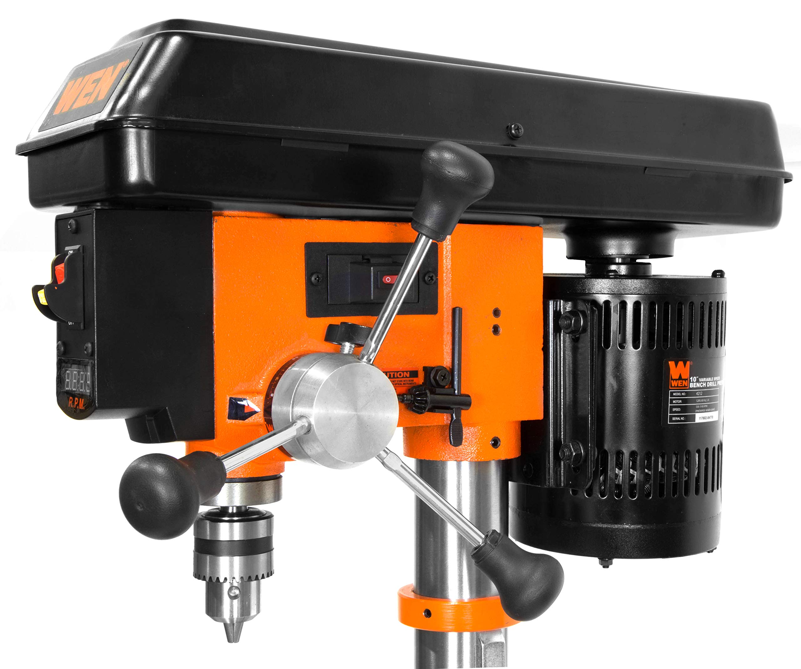 WEN DP1062V 10-Inch Benchtop Drill Press with 6.2-Amp Variable Speed Motor & Cast Iron Construction | Precision Woodworking & Metal Drilling Tool for DIY Projects & Home Workshops