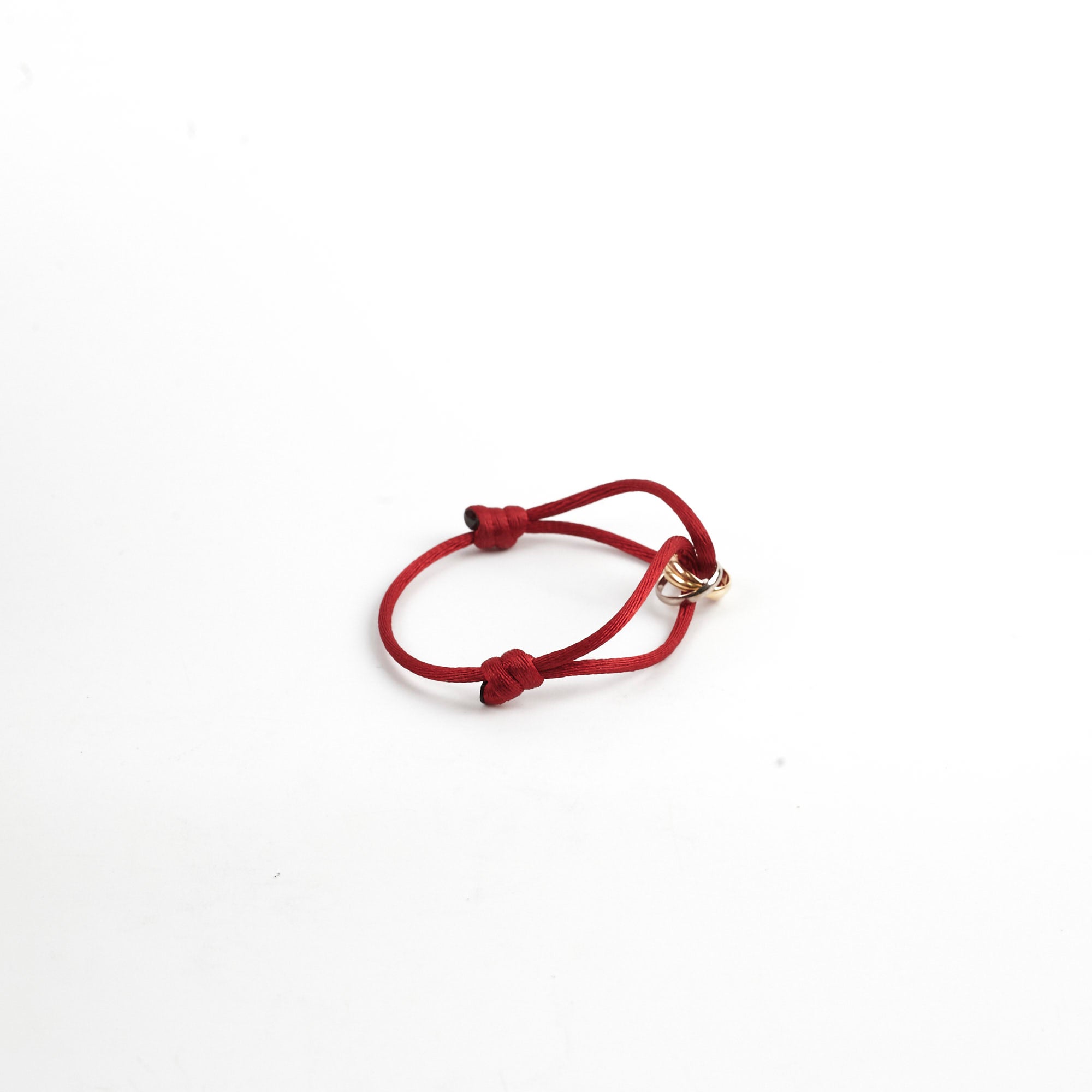 Cartier Trinity Bracelet in Red - 18K Gold Tri-Color Interlocking Rings - Luxury Jewelry Gift for Women - Perfect for Anniversaries, Valentine's Day & Special Occasions