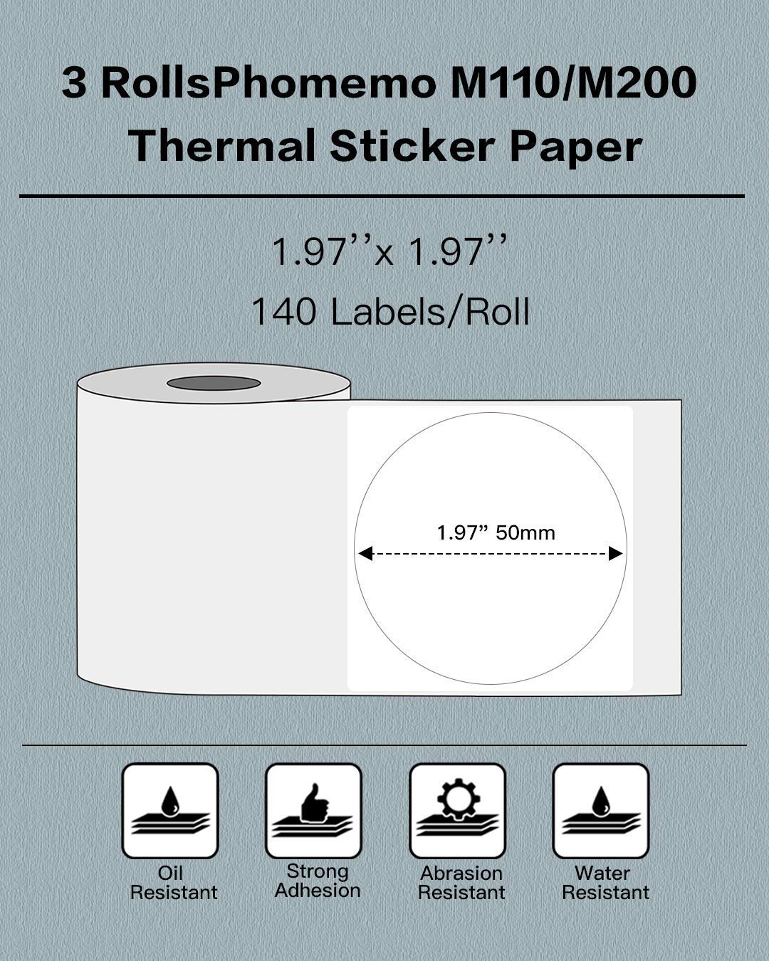Phomemo M110 Bluetooth Thermal Label Printer with 3 Rolls (1.96