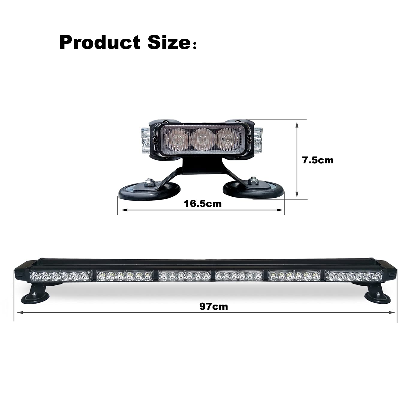 38.2 Inch 78 LED Strobe Light Bar with Magnet & Cigarette Plug - Amber/White Safety Lights for Car, Truck Roof - Waterproof Emergency Warning Lights for Roadside, Construction, Off-Road Vehicles