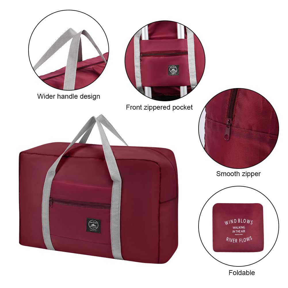 Flintronic Waterproof Large Capacity Travel Duffel Bag - Sports Gym Bag for Men & Women, Durable Carry-On Duffel for Workout, Travel, Camping - #3 Claret Red