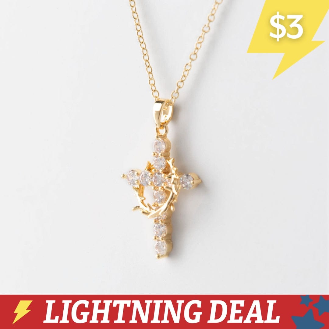 Cross and Crown Necklace for Women - Elegant Religious Jewelry Gift for Baptism, Confirmation & Easter - Stainless Steel Pendant with Adjustable Chain