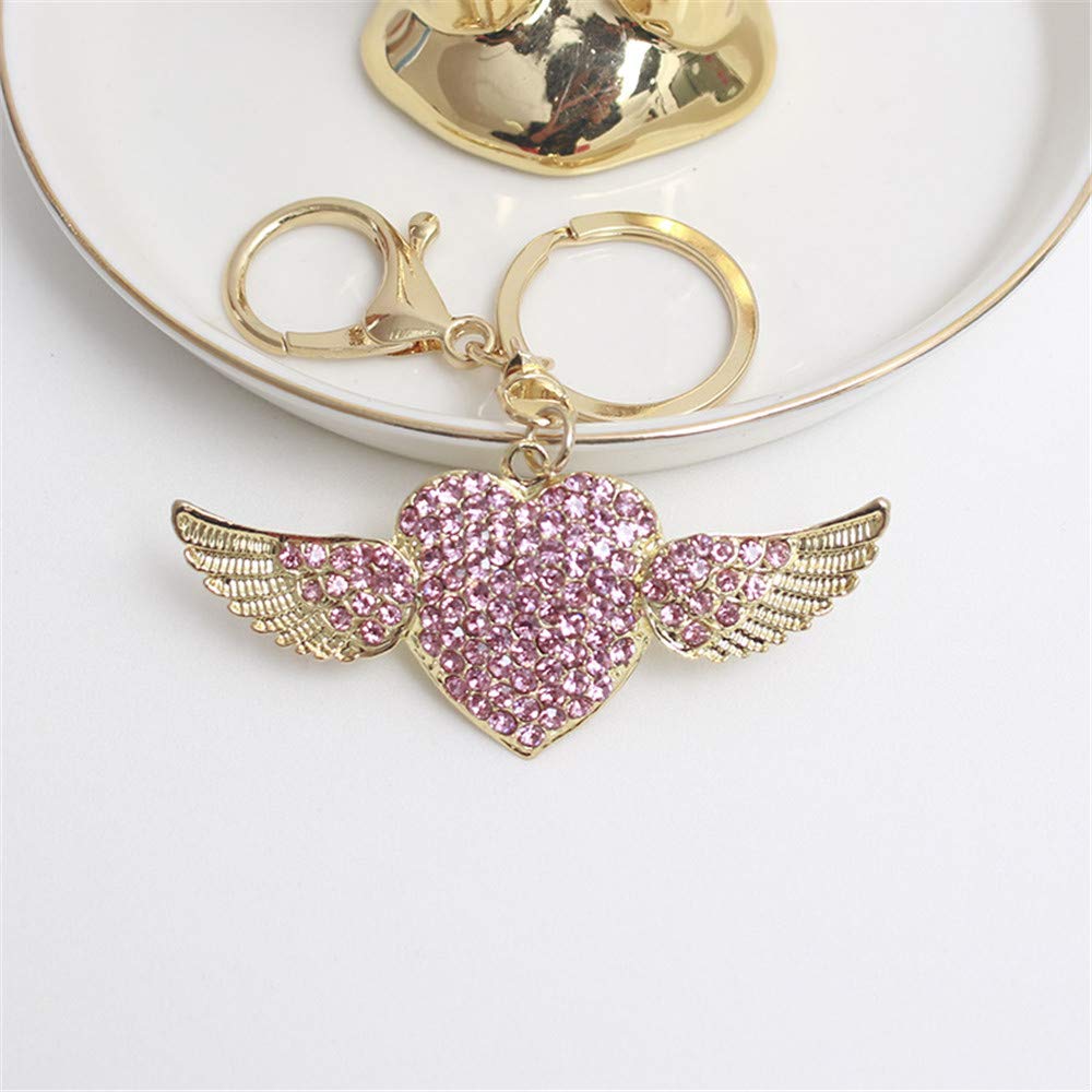 Sparkling Rhinestone Heart Keychain with Angel Wings - Elegant Crystal Car Key Holder for Women & Girls - Perfect Gift for Valentine's Day, Birthday, and Everyday Carry