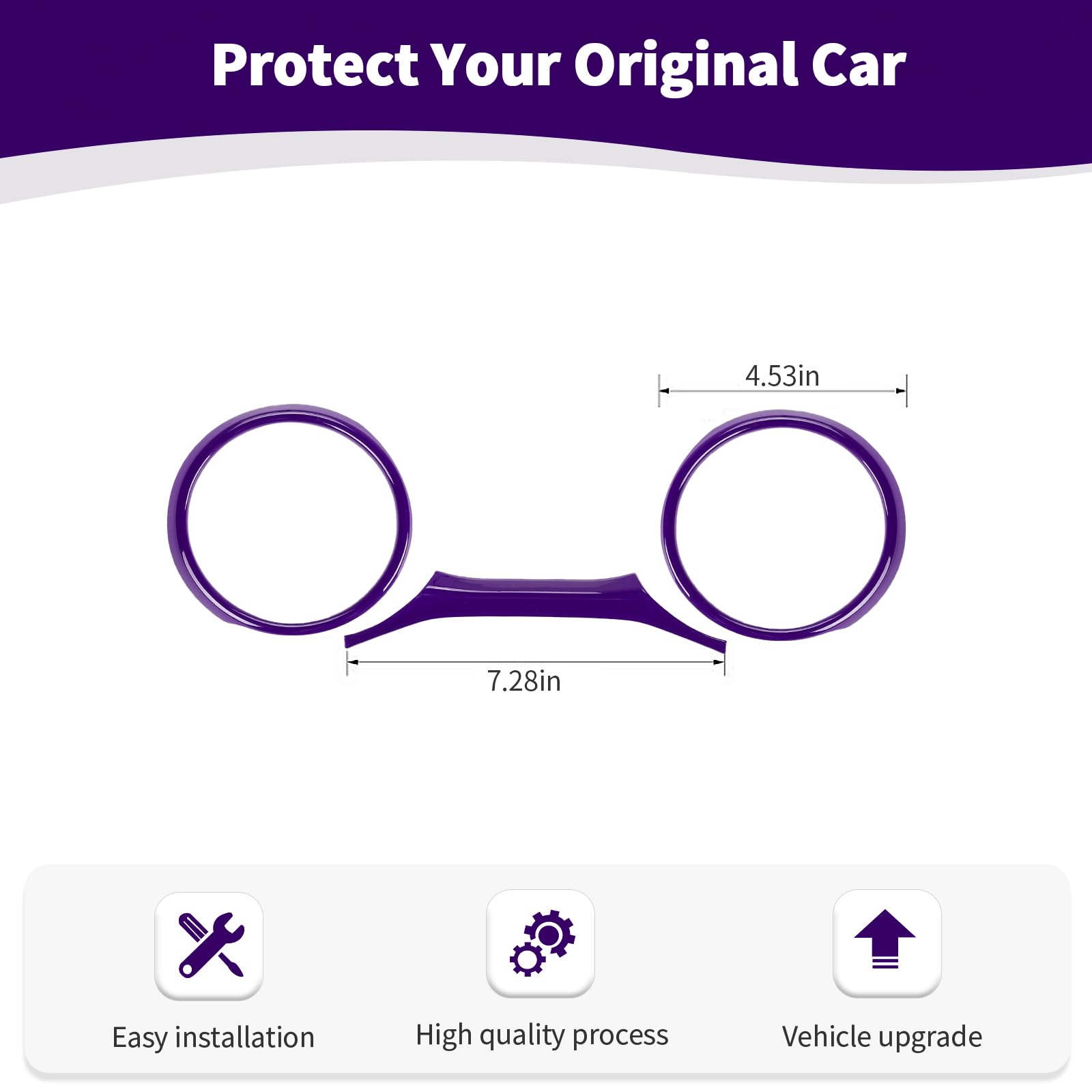 Jeep Wrangler JL JLU & Gladiator JT Dash Cluster Gauge Trim Ring Cover (2018-2023) - Purple Interior Accessories (3-Piece Set) | Durable ABS Plastic, Easy Installation, Custom Fit for Enhanced Dashboard Style