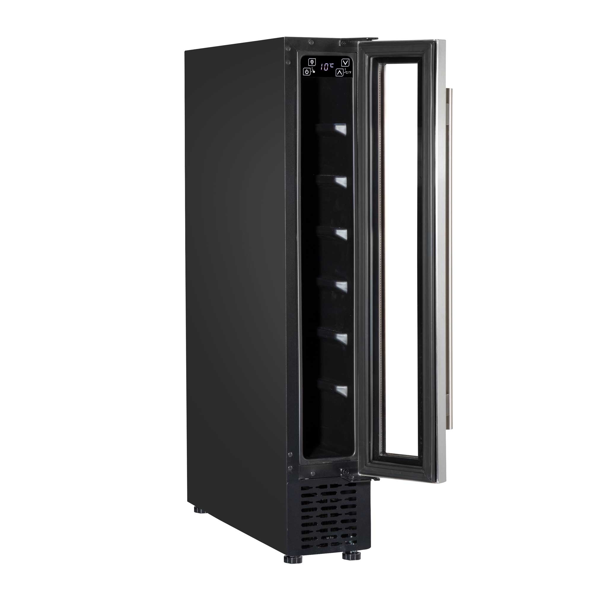 Baridi 7 Bottle 15cm Slim Wine Cooler with Digital Touch Screen Controls - Stainless Steel Wine Refrigerator for Kitchen, Bar, Office | Compact & Energy Efficient DH77