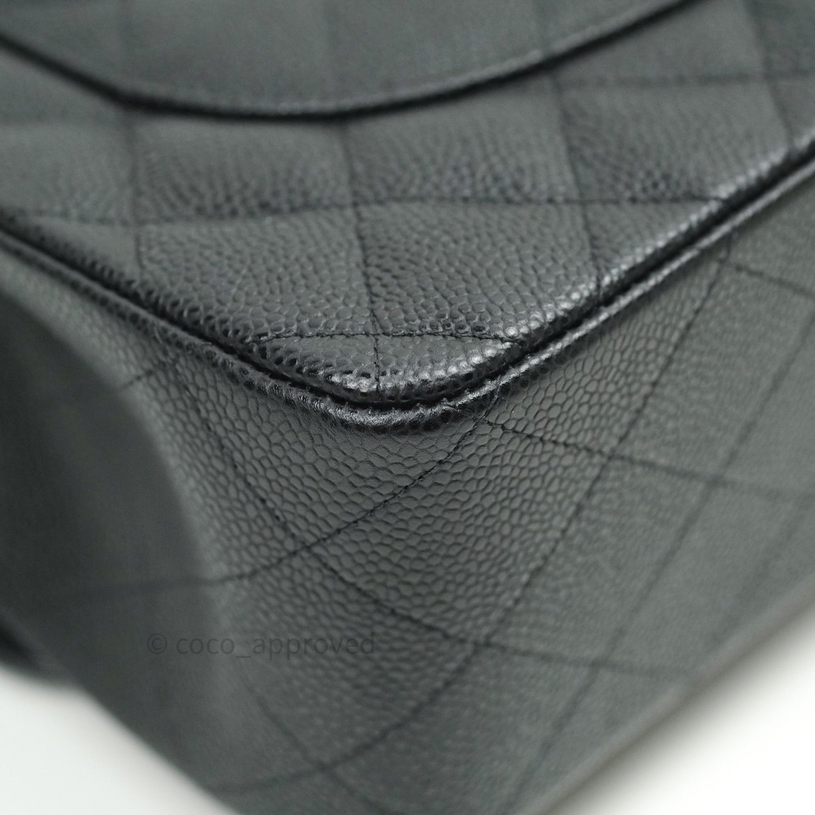 Chanel Classic Jumbo Double Flap Bag in Black Caviar Leather with Silver Hardware | Luxury Designer Handbag for Women | Perfect for Evening Events, Work & Special Occasions