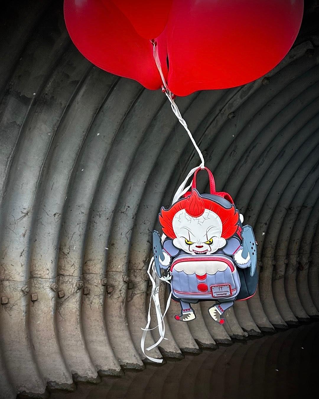 Loungefly IT Pennywise Cosplay Women's Double Strap Shoulder Bag Purse - Horror Movie Inspired Fashion Accessory for Halloween Costumes & Comic Con Events