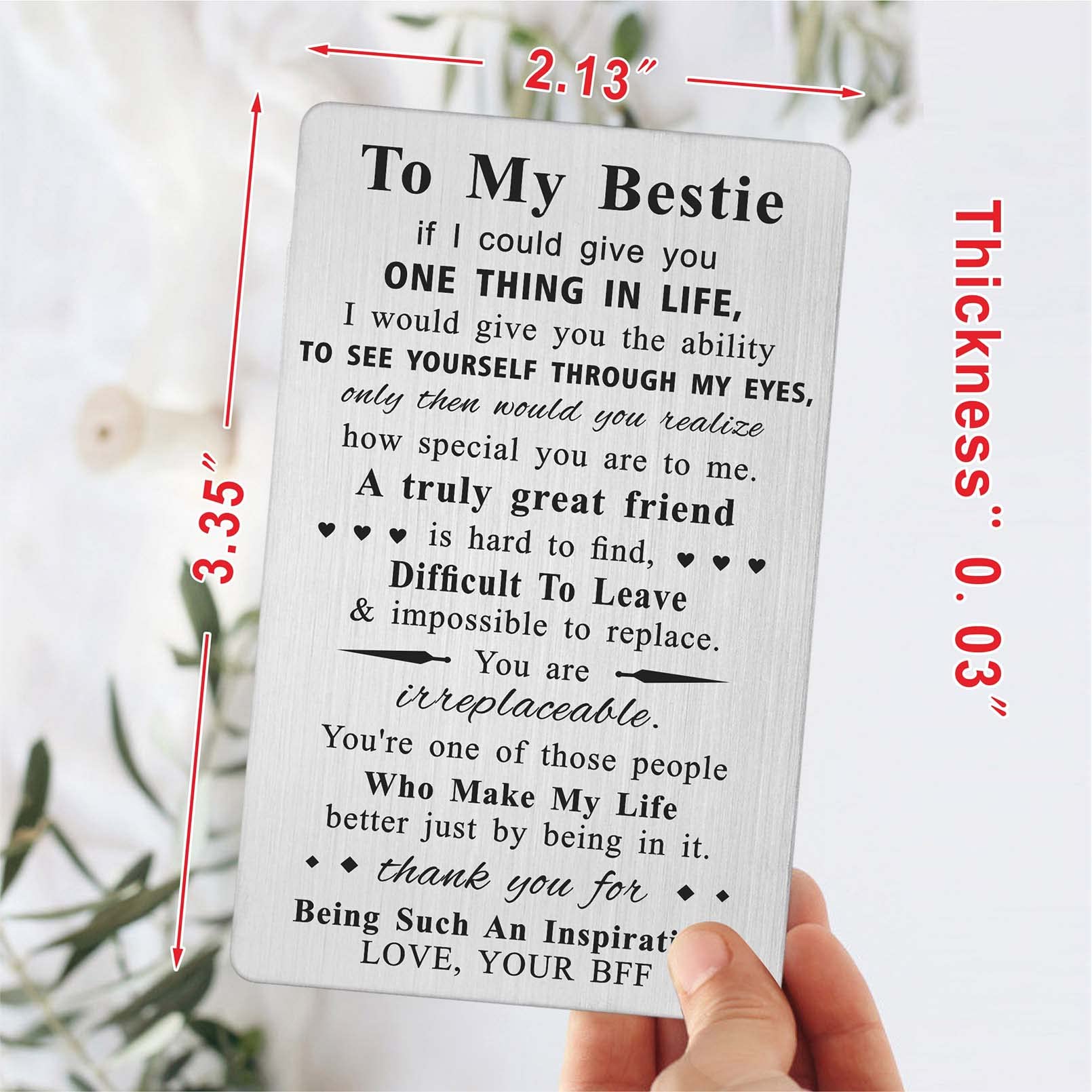 Best Friend Greeting Card - Birthday & Galentine's Day Gift for Women - Soul Sister Wallet Card - Thoughtful Friendship & Sibling Gift - Perfect for Besties, BFFs & Female Friends (Use for Birthdays, Anniversaries, Galentine's Day or Just Because)