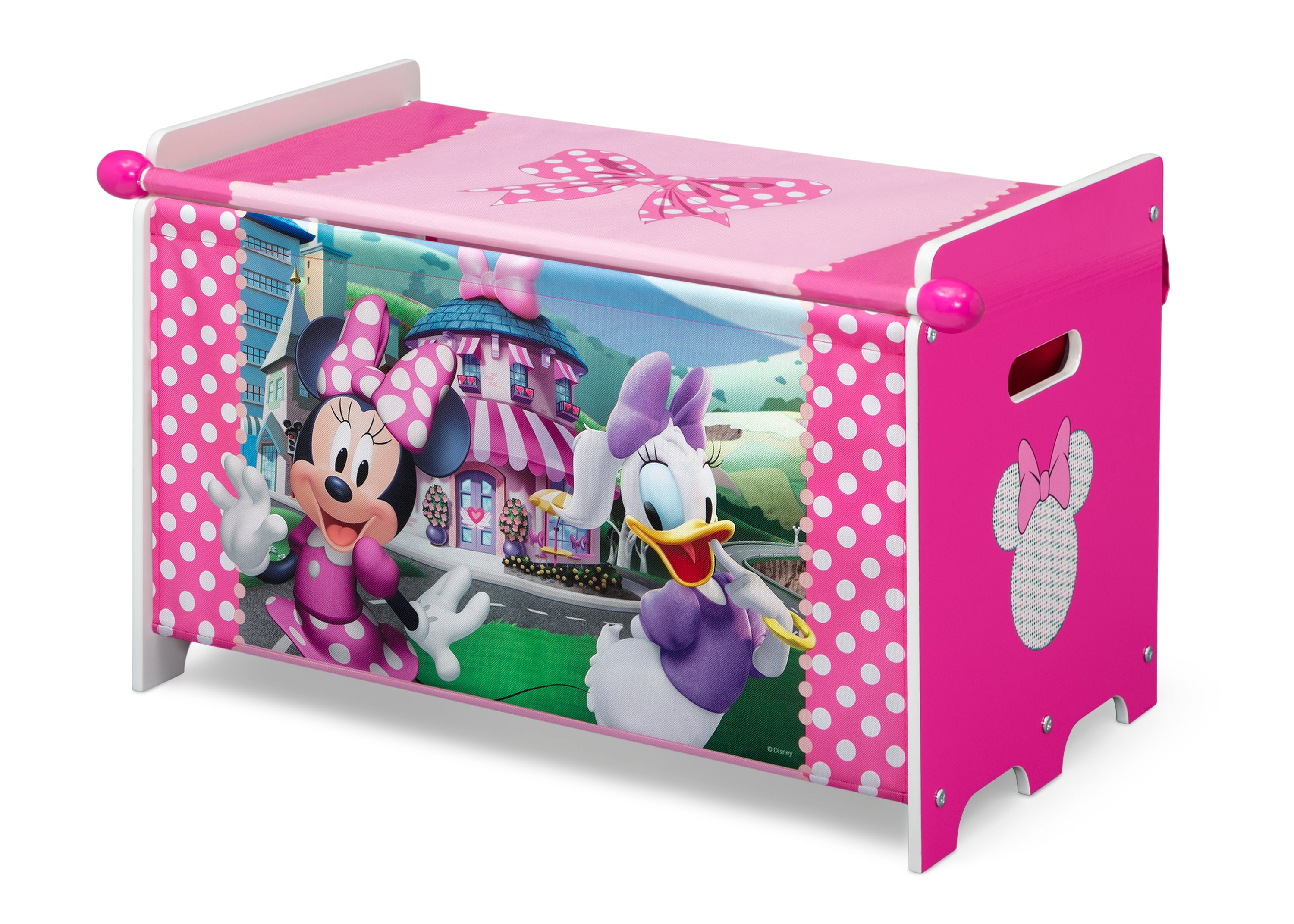 Minnie Mouse Toy Storage Box with Retractable Fabric Lid - Kids Room Organization & Disney Themed Decor for Bedroom, Playroom, Nursery