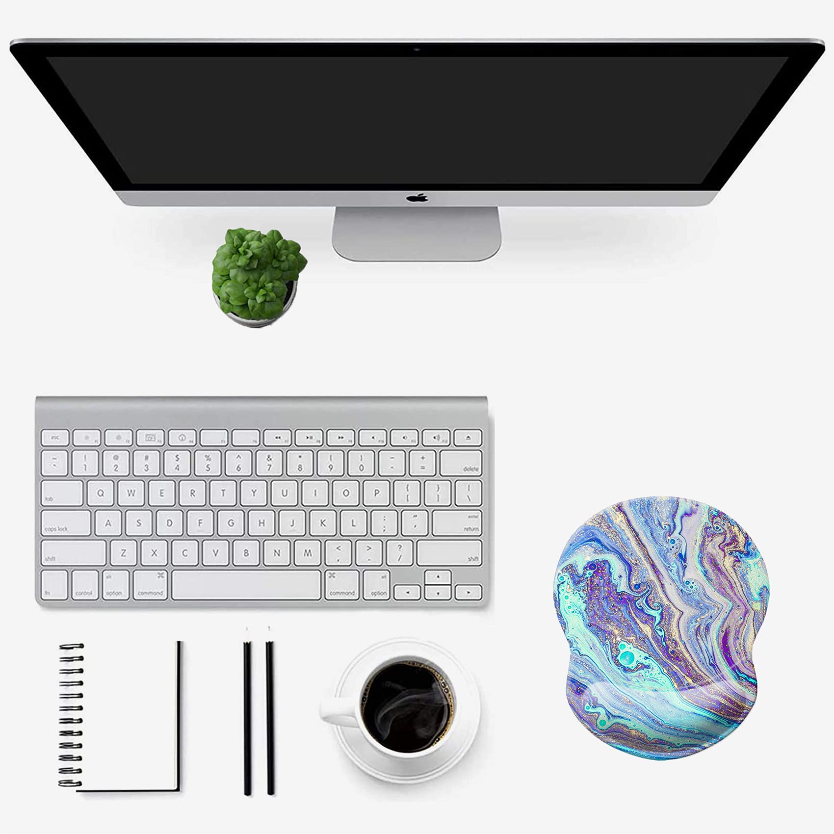 Ergonomic Mouse Pad with Wrist Support - Non-Slip Desk Mousepad for Office, Computer, Laptop & Mac - Comfortable & Lightweight Gaming Mouse Mat (Marble Design) - Perfect for Work, Gaming & Long Computer Use