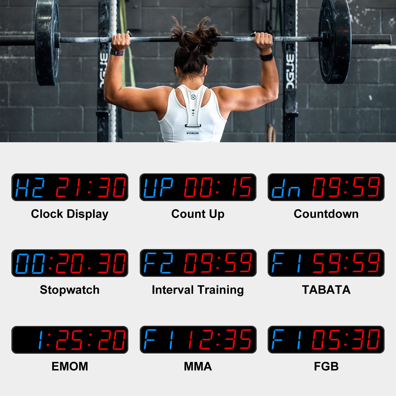 Jhering Interval Timer for Workouts, Portable Rechargeable Gym Timer with Built-in Magnet, Large Anti-Dizziness Digital Display - Perfect for Home Gym, HIIT Training & Boxing Workouts