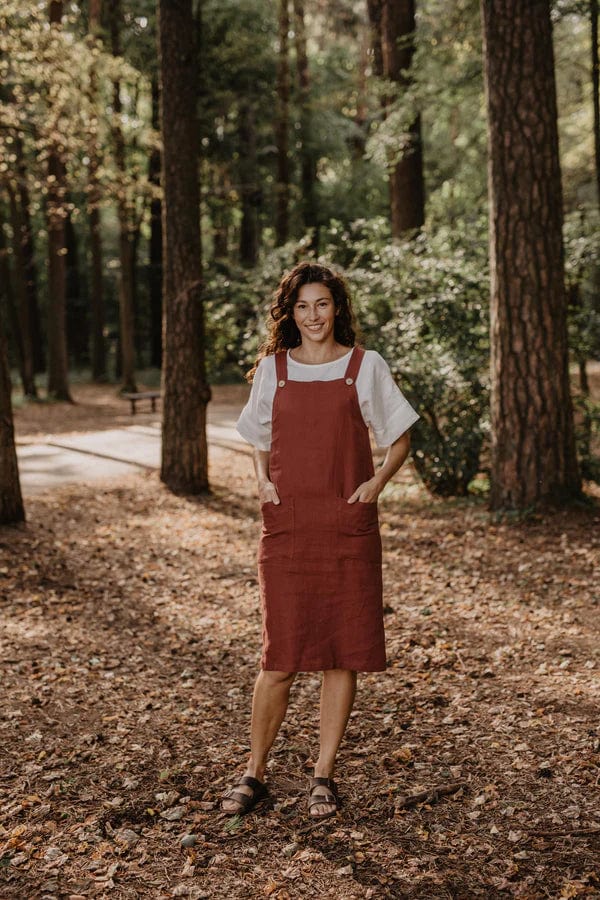 Elegant Jade Women's Linen Apron Dress - Breathable & Stylish in Multiple Colors | Perfect for Cooking, Gardening & Boho Chic Outfits