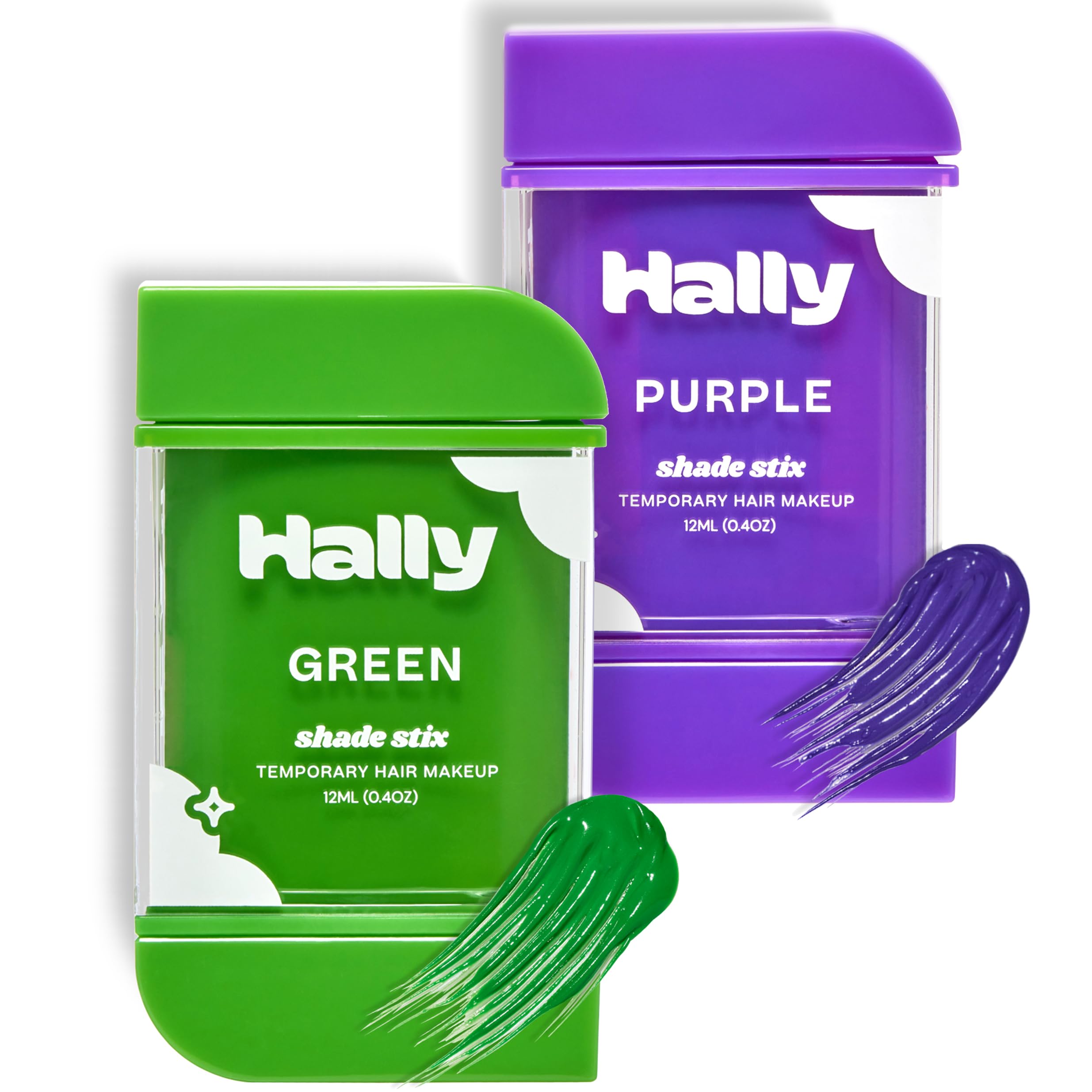 HALLY Shade Stix Temporary Hair Color for Kids - Green & Purple Bundle | Washable, Safe & Non-Toxic | One-Day Wash-Out Hair Dye Alternative to Spray Paint, Chalk, Wax & Gel | Fun Hair Makeup for Boys & Girls | Perfect for Birthday Parties, Halloween & Costume Events