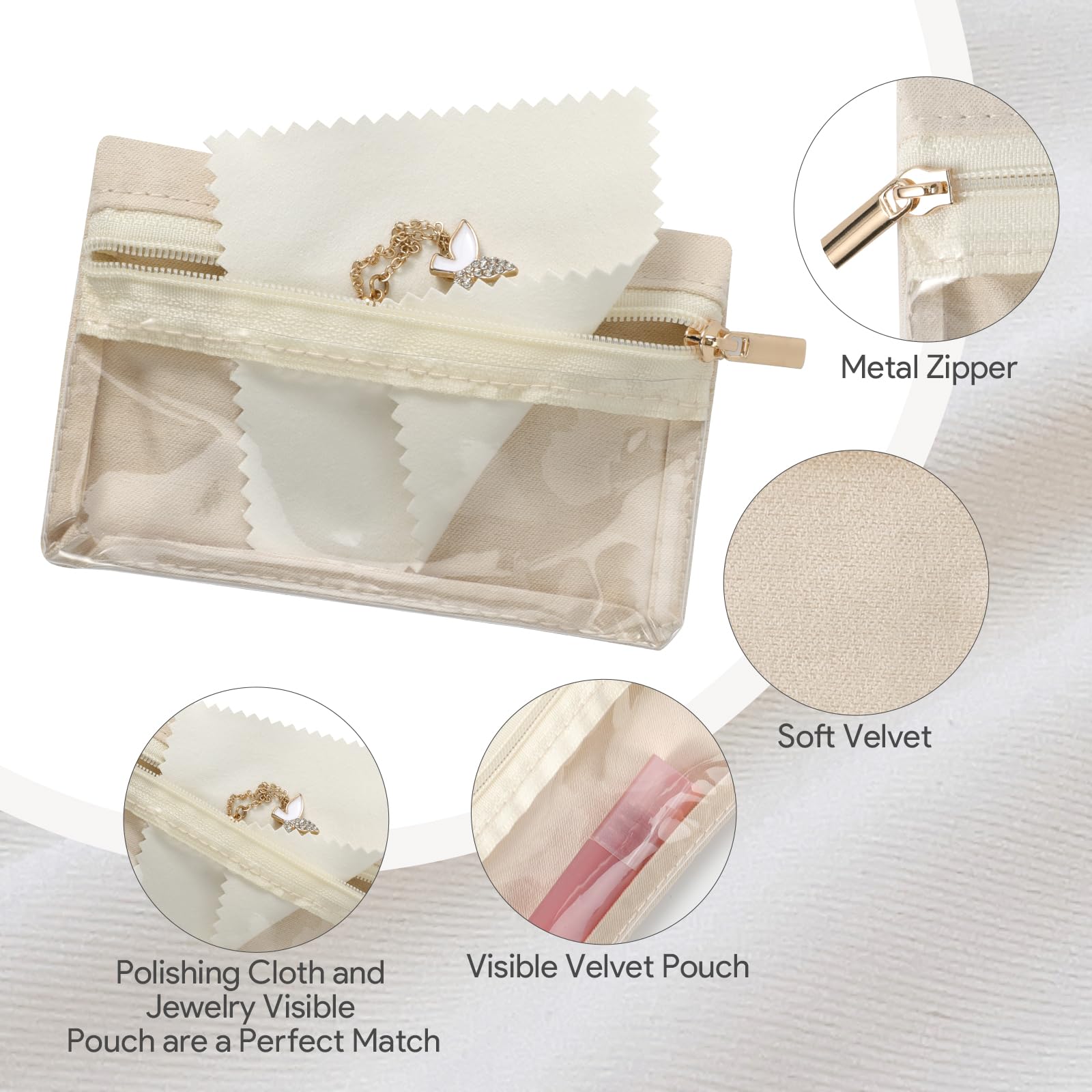 12-Piece Travel Jewelry Organizer Set - Transparent Jewelry Pouches with Silver Polishing Cloth for Women | Compact Jewelry Storage for Necklaces, Rings & Earrings | Perfect for Travel, Home Organization & Gift Giving