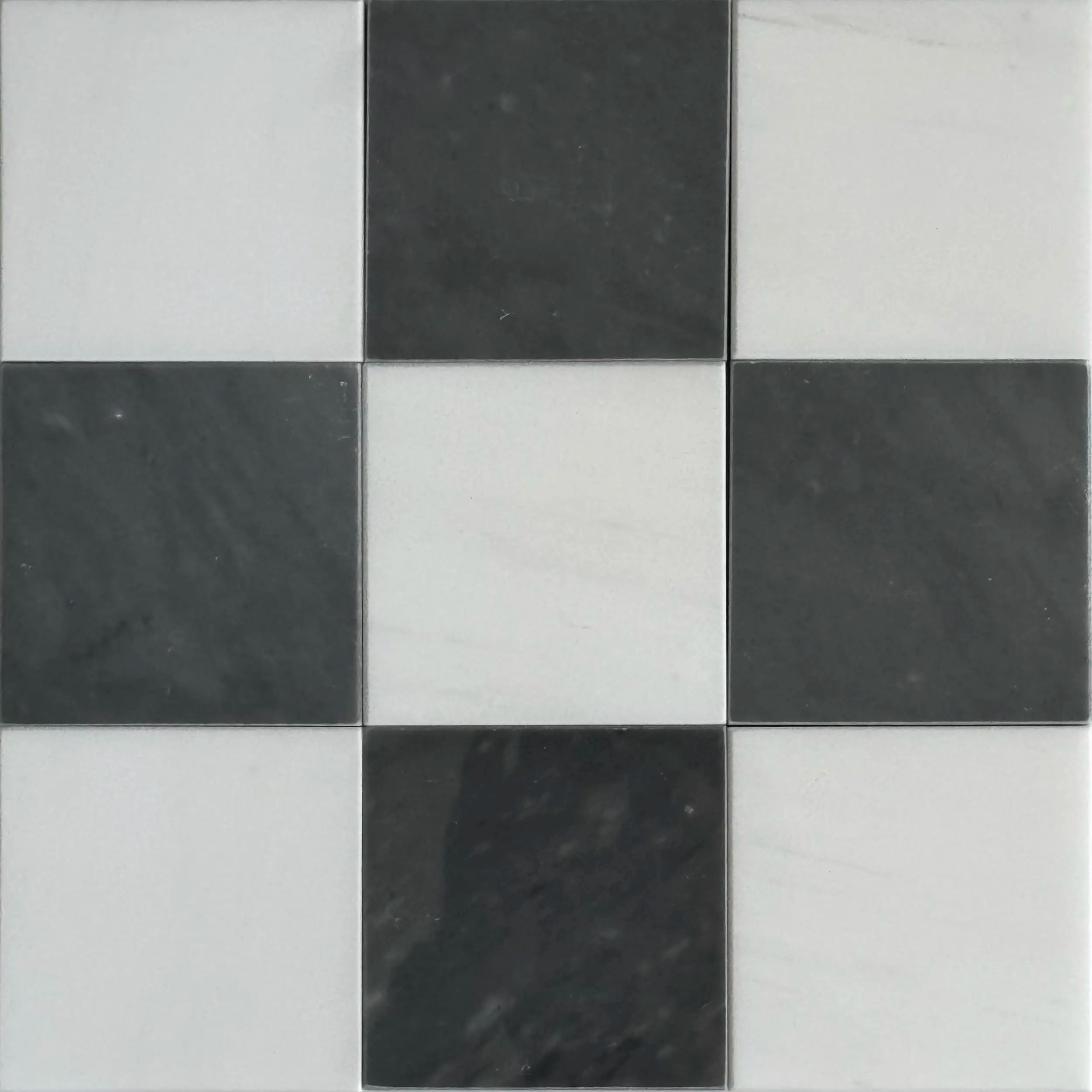 Premium Bardiglio Imperial & Bianco Dolomite Checkerboard Floor Tiles - Elegant Black & White Marble Pattern for Kitchen Backsplash, Bathroom & Entryway Flooring