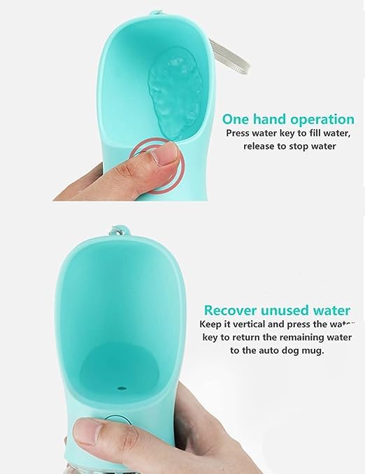 BITTZOOT Leak Proof Dog Water Bottle - 350ml Portable Pet Feeder for Walking, Hiking & Travel