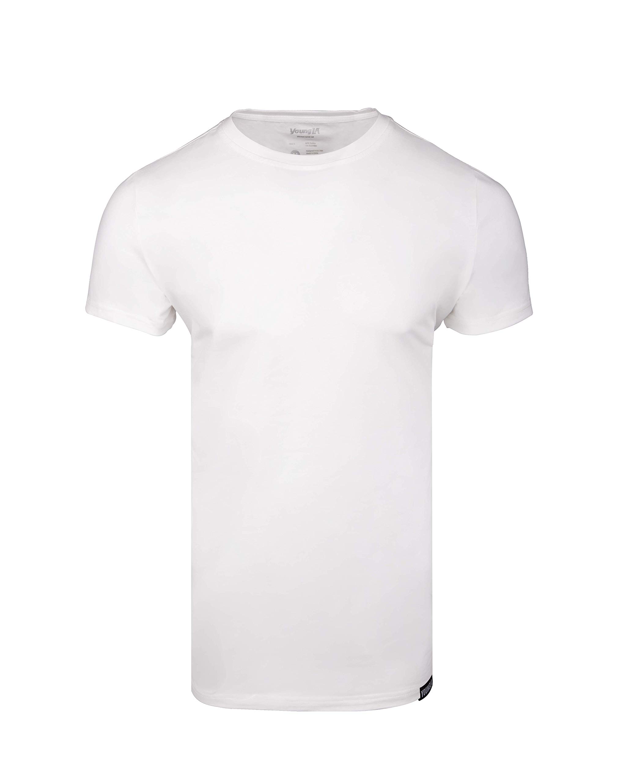 YoungLA Men's Minimalist Fitted T-Shirts - Slim Fit Long Drop Cut Tee for Gym & Workout | Breathable Cotton Shirt for Training, Running & Casual Wear